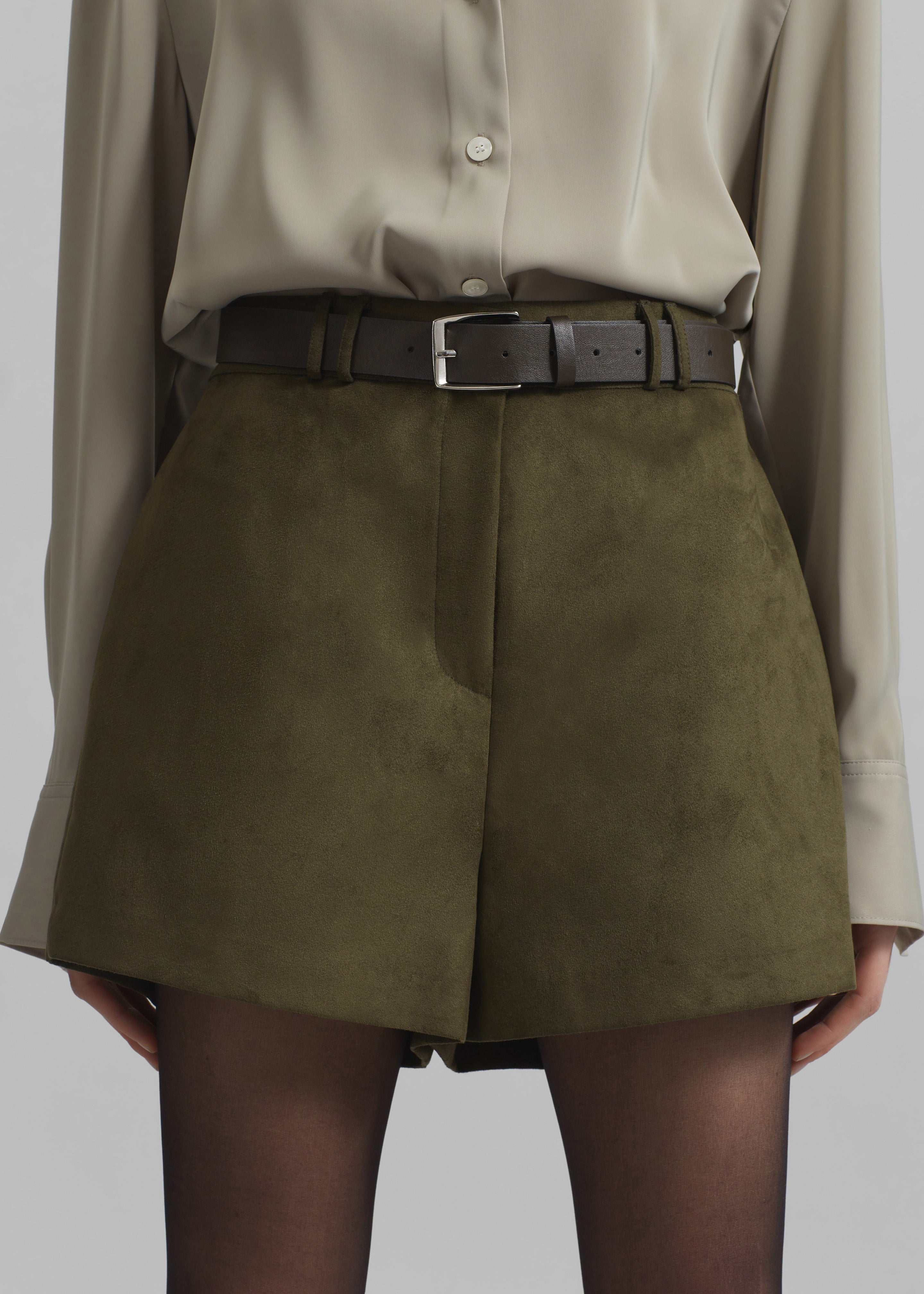 Merida Faux Suede Shorts - Khaki - 3