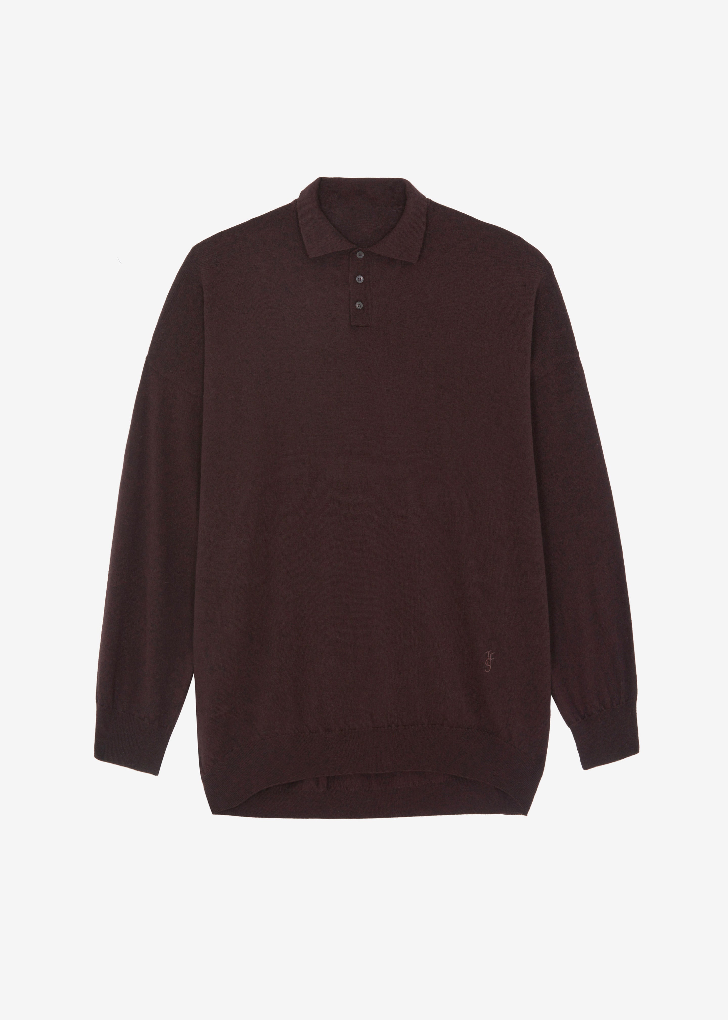 Meriel Wool Polo Sweater - Chocolate Plum - 14