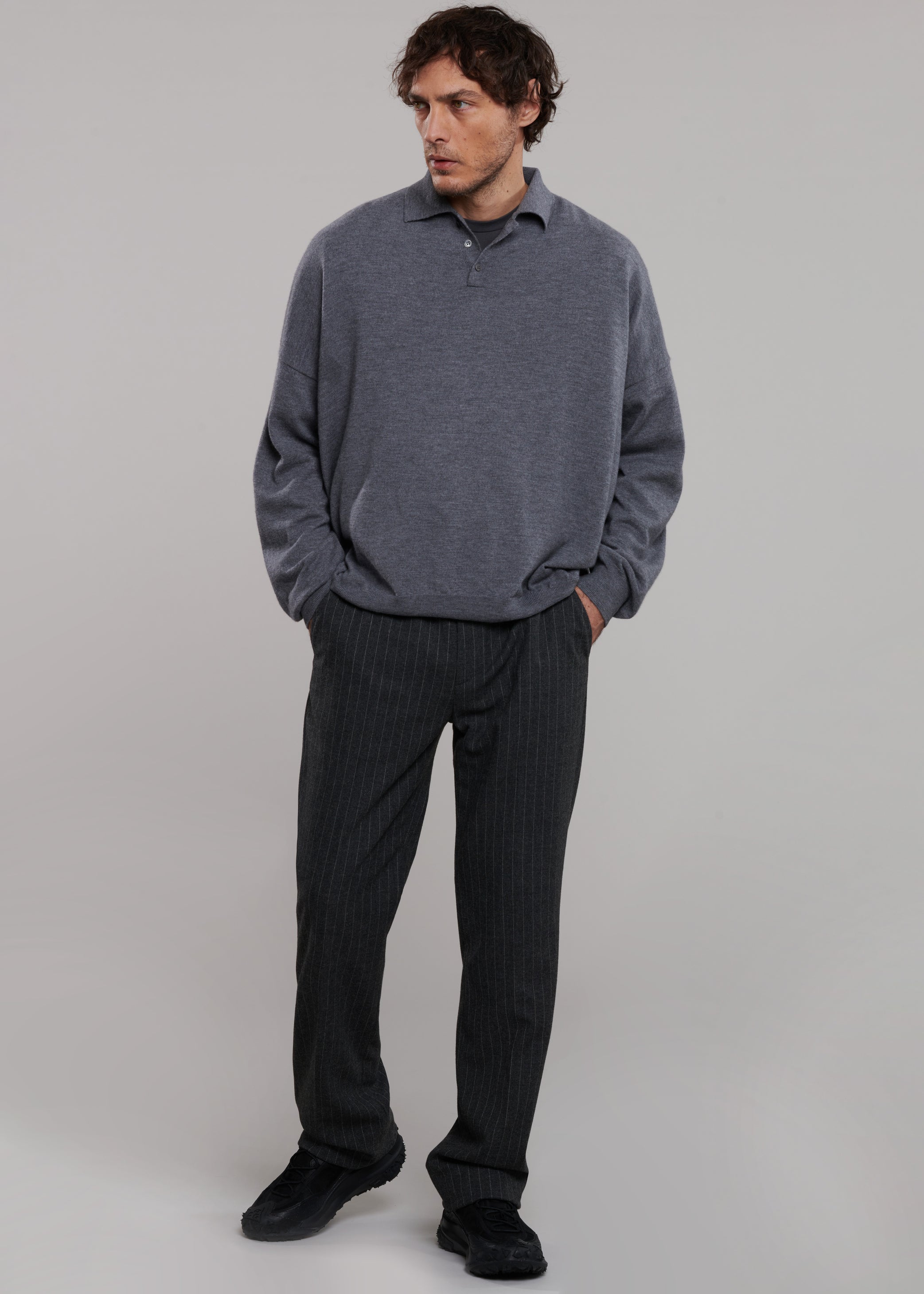 Shop the look image for Meriel Wool Polo Sweater - Grey