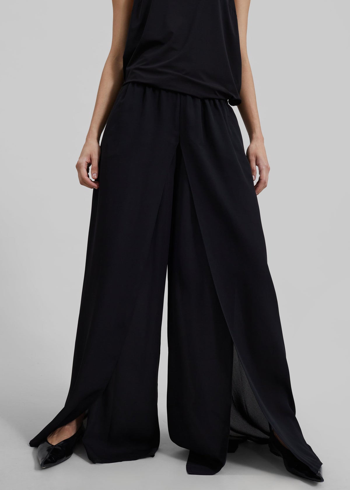 Merit Front Slit Pants - Black - 2