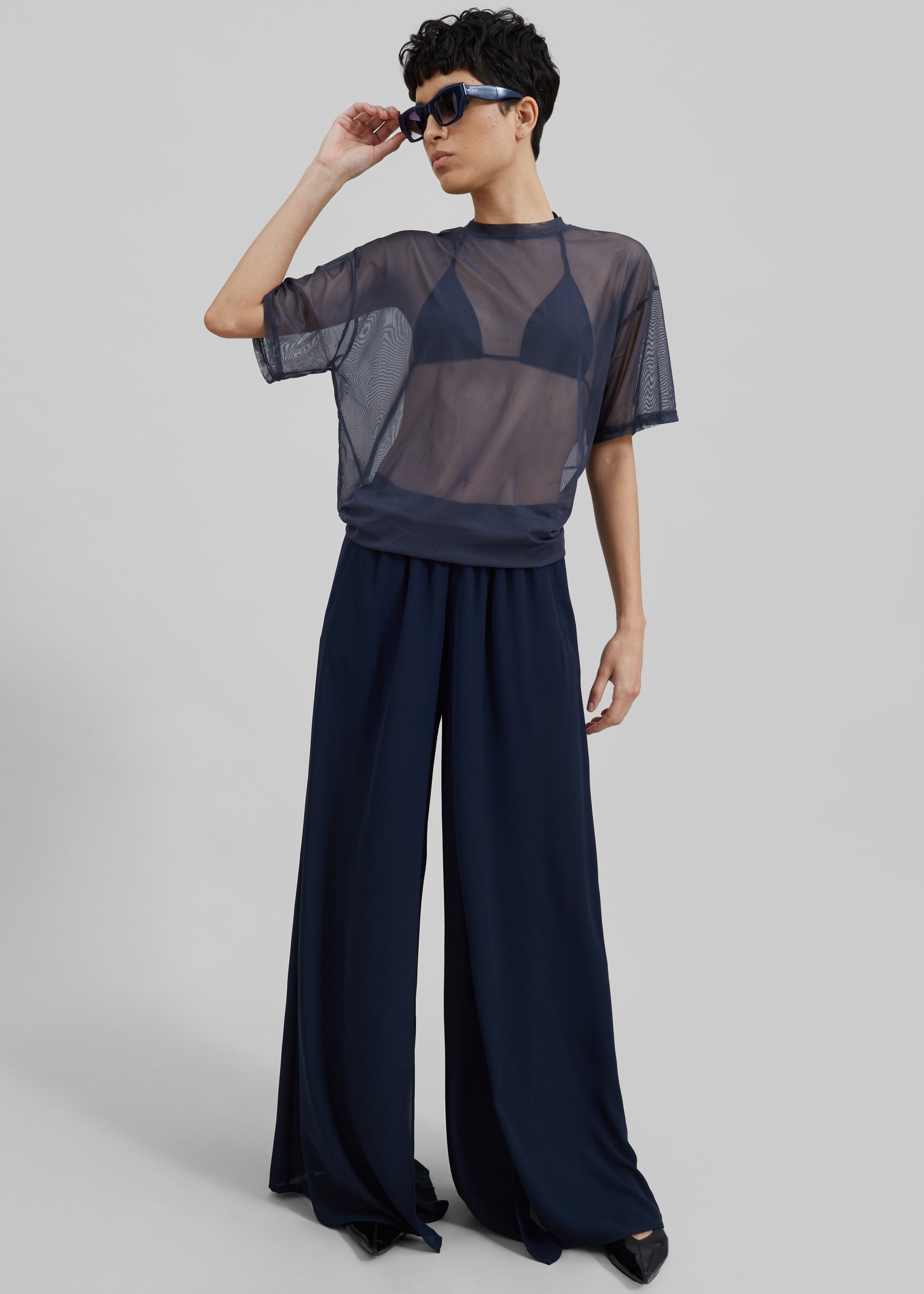 Merit Front Slit Pants - Dark Navy - 2