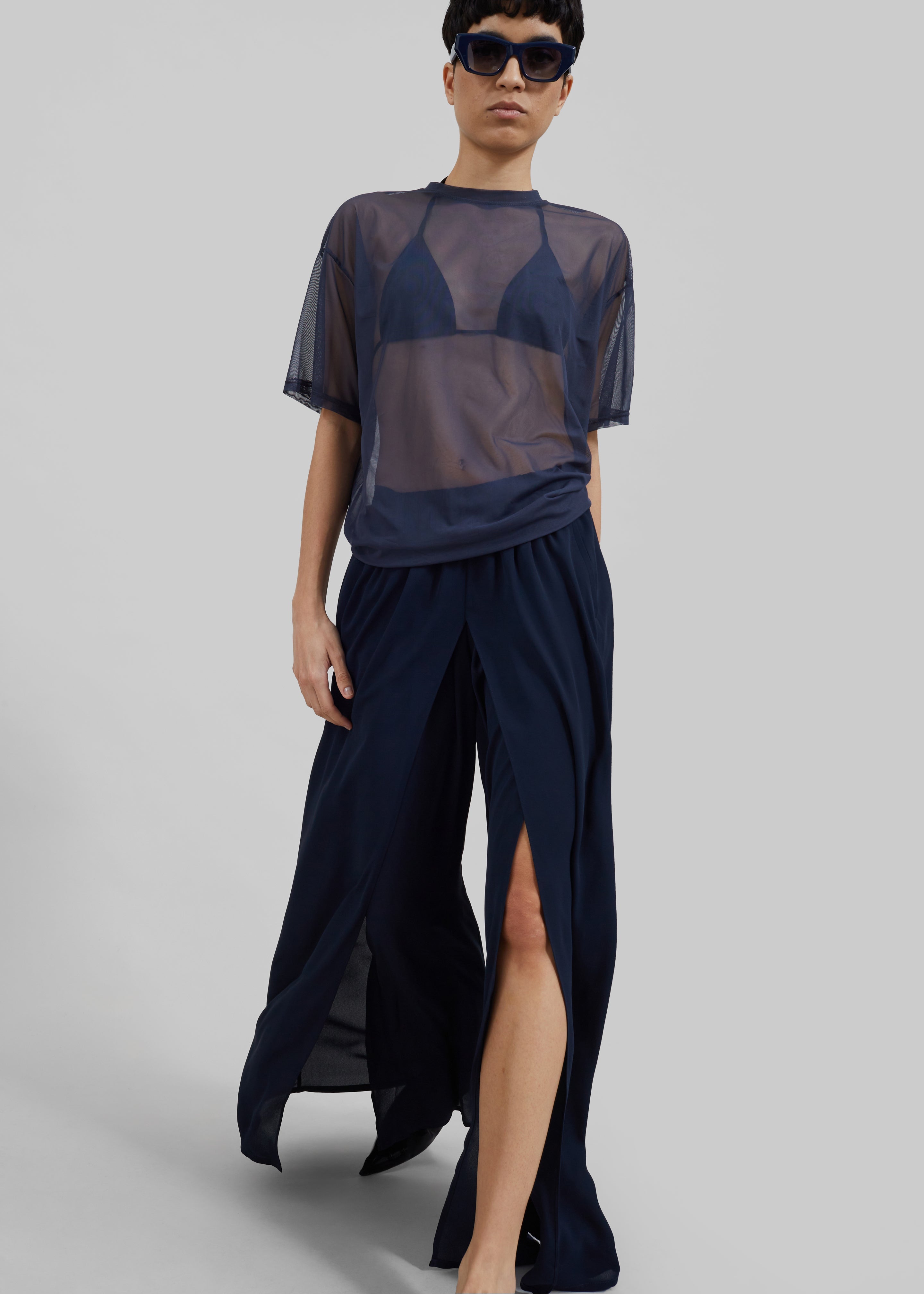 Merit Front Slit Pants - Dark Navy - 5