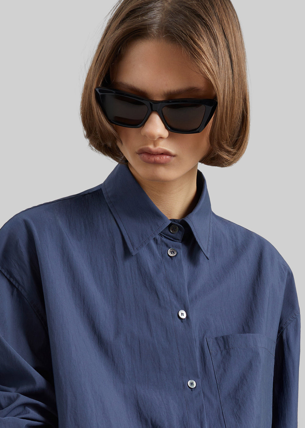 Chemise Mery à ourlet élastiqué - Bleu marine - 1