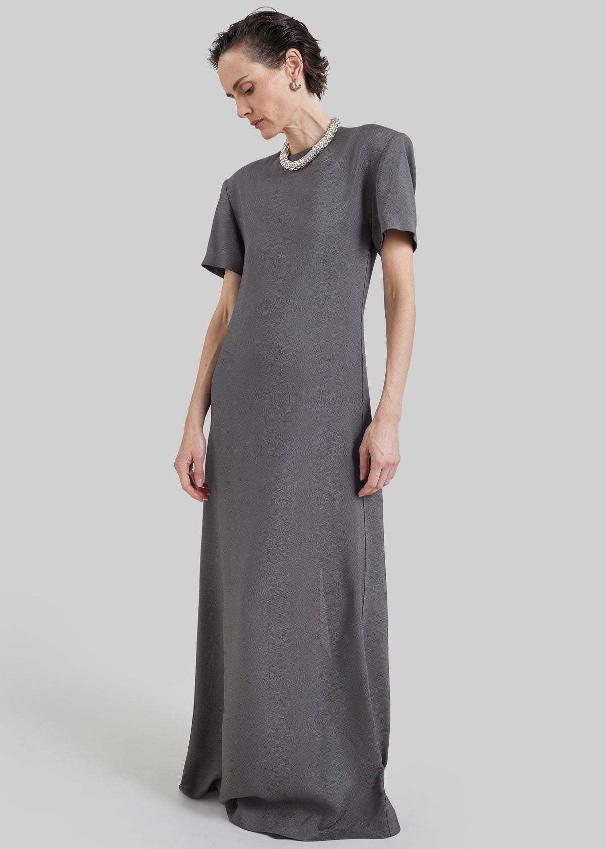 Meven Padded Maxi Dress - Dark Grey Melange
