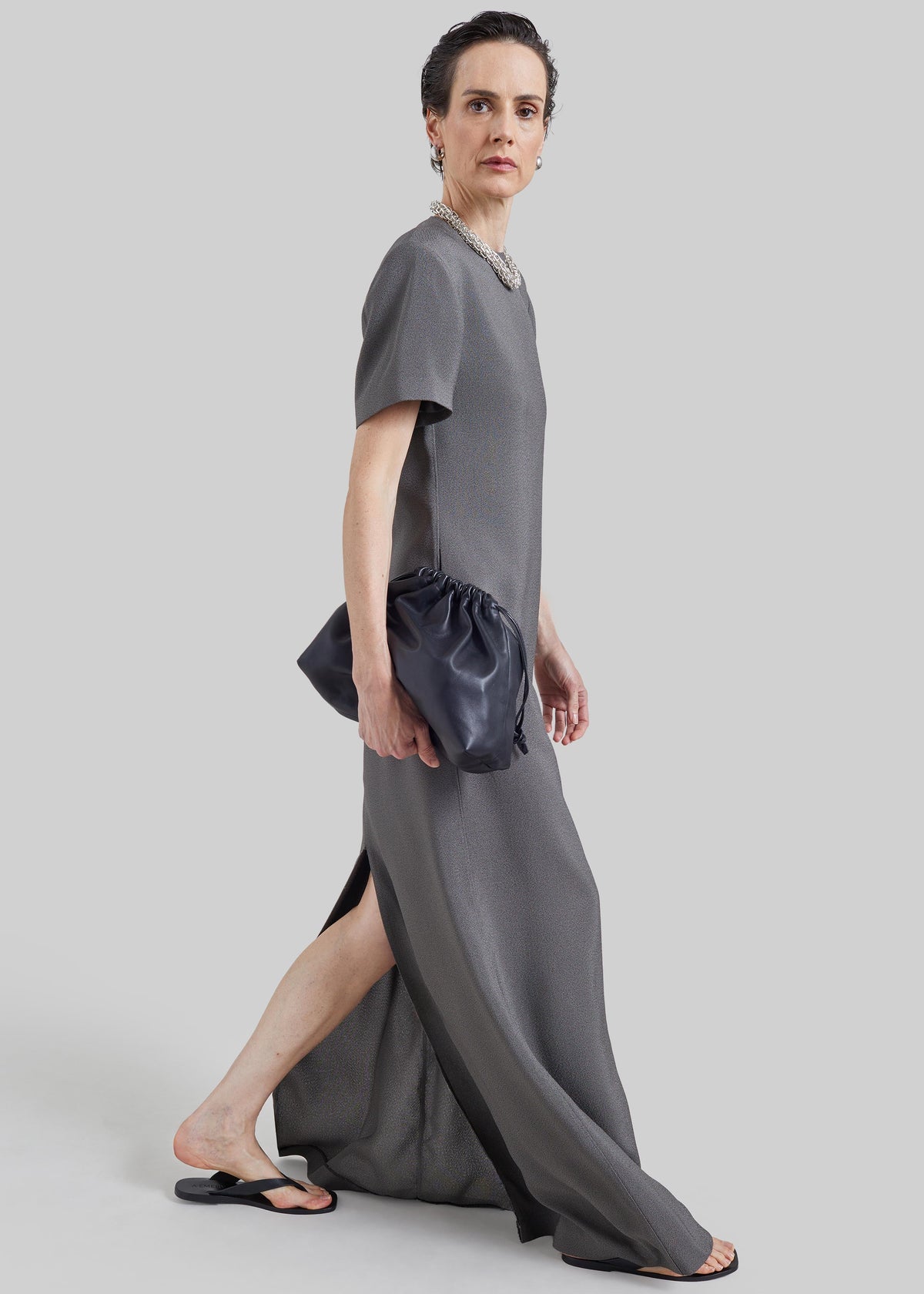 Shop the look image for Meven Padded Maxi Dress - Dark Grey Melange