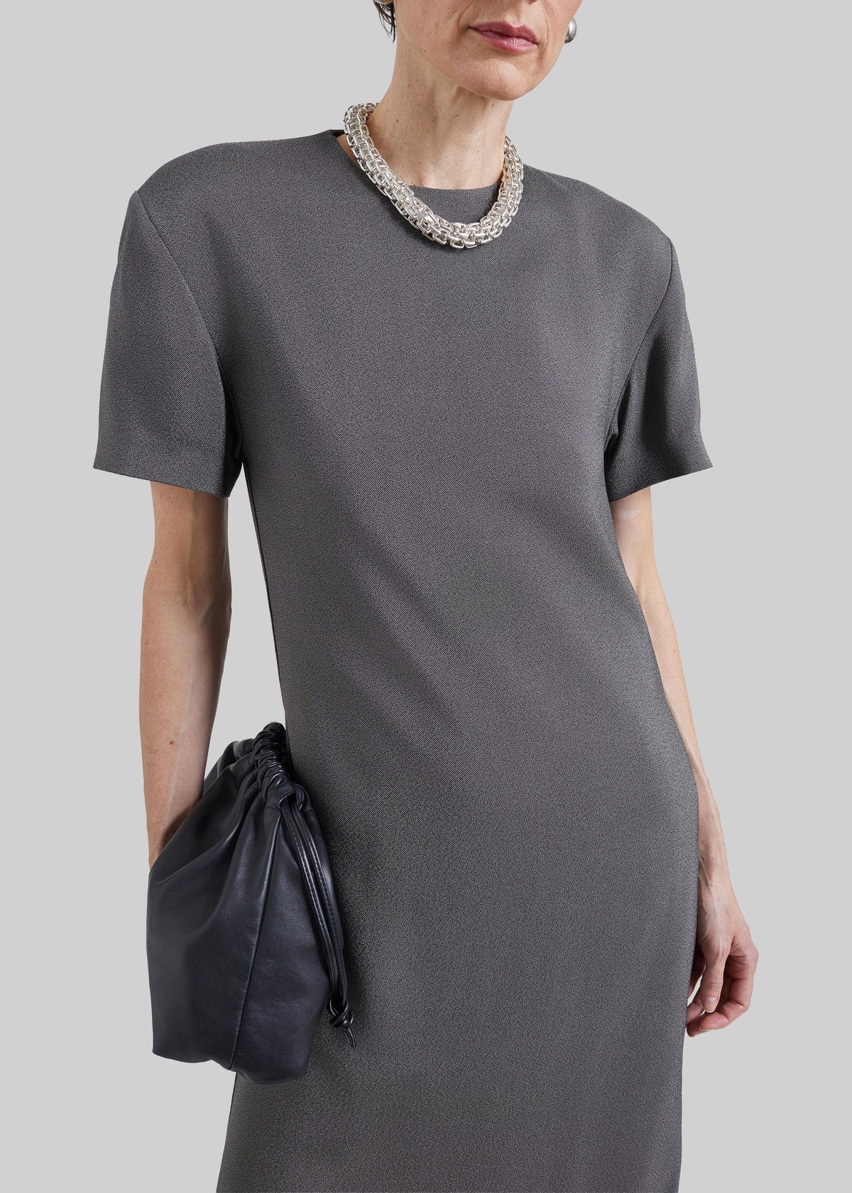 Meven Padded Maxi Dress - Dark Grey Melange