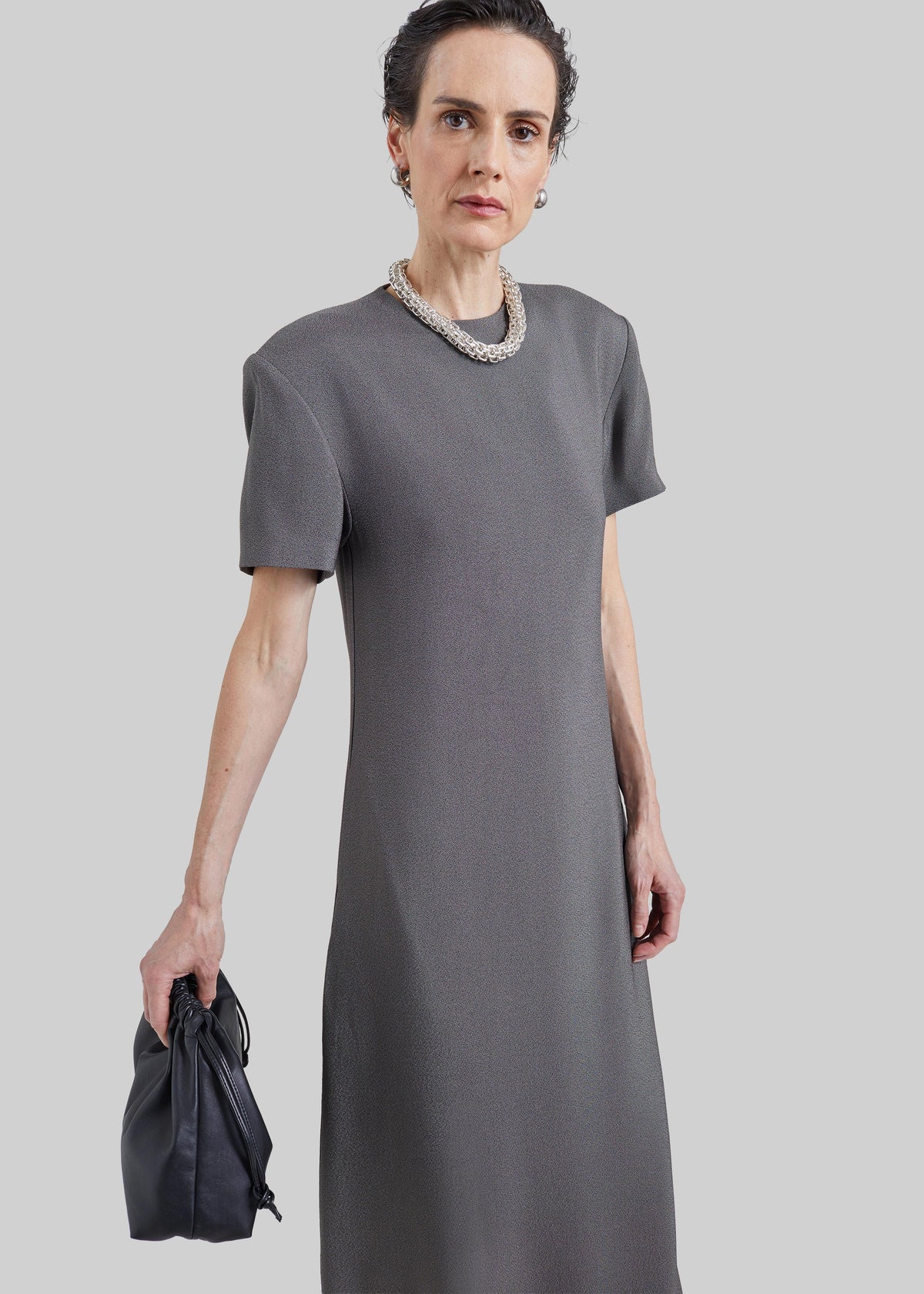 Meven Padded Maxi Dress - Dark Grey Melange