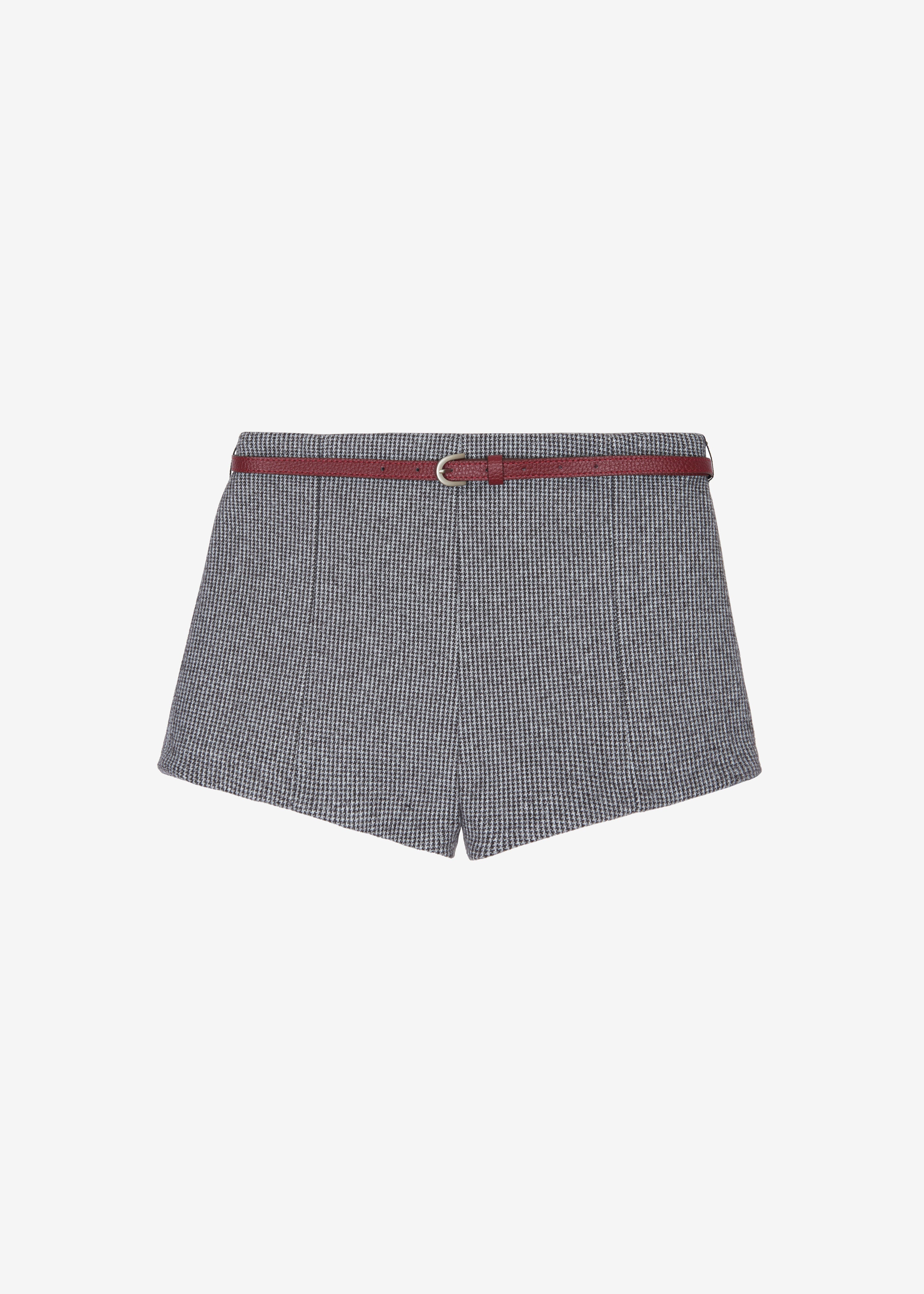 Mevra Houndstooth Hot Pants - Grey - 8