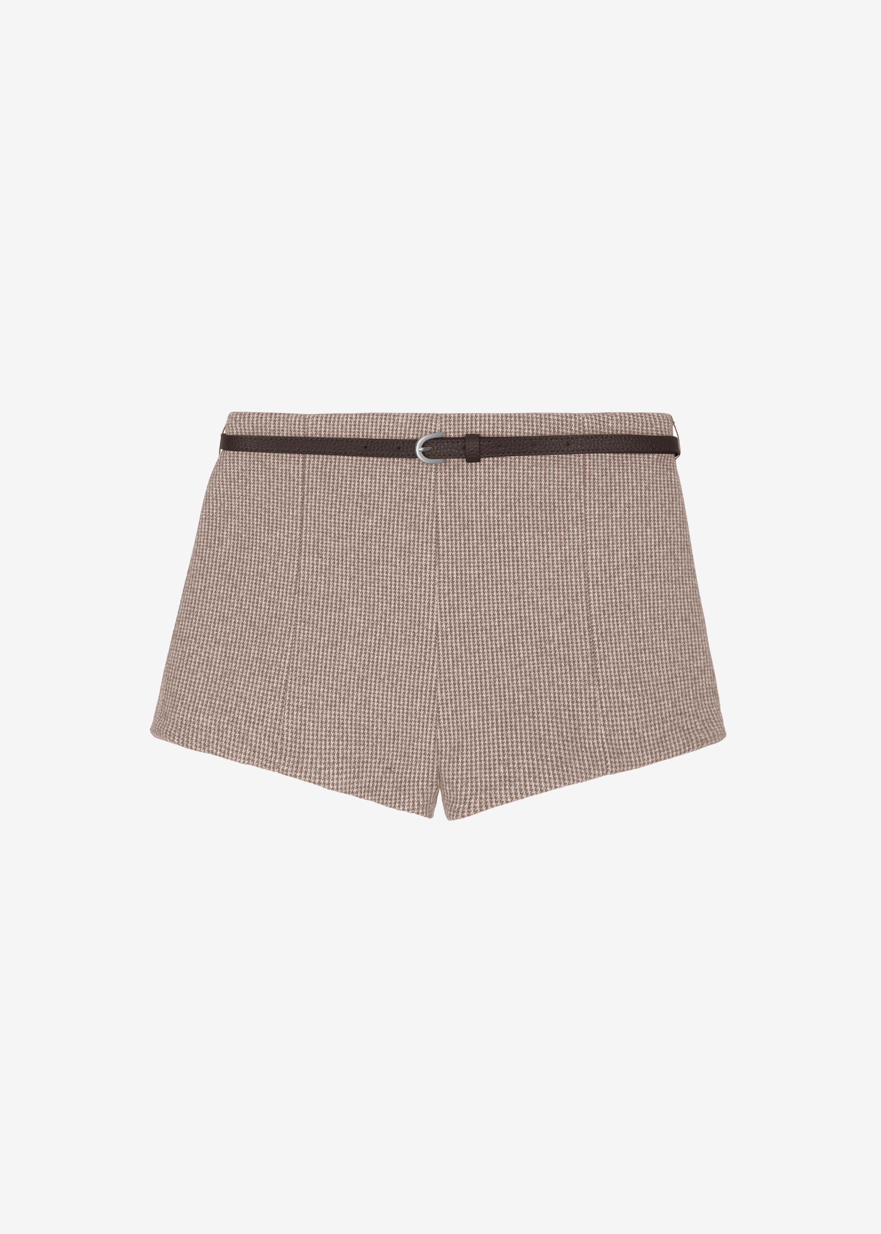 Mevra Houndstooth Hot Pants - Light Brown - 7