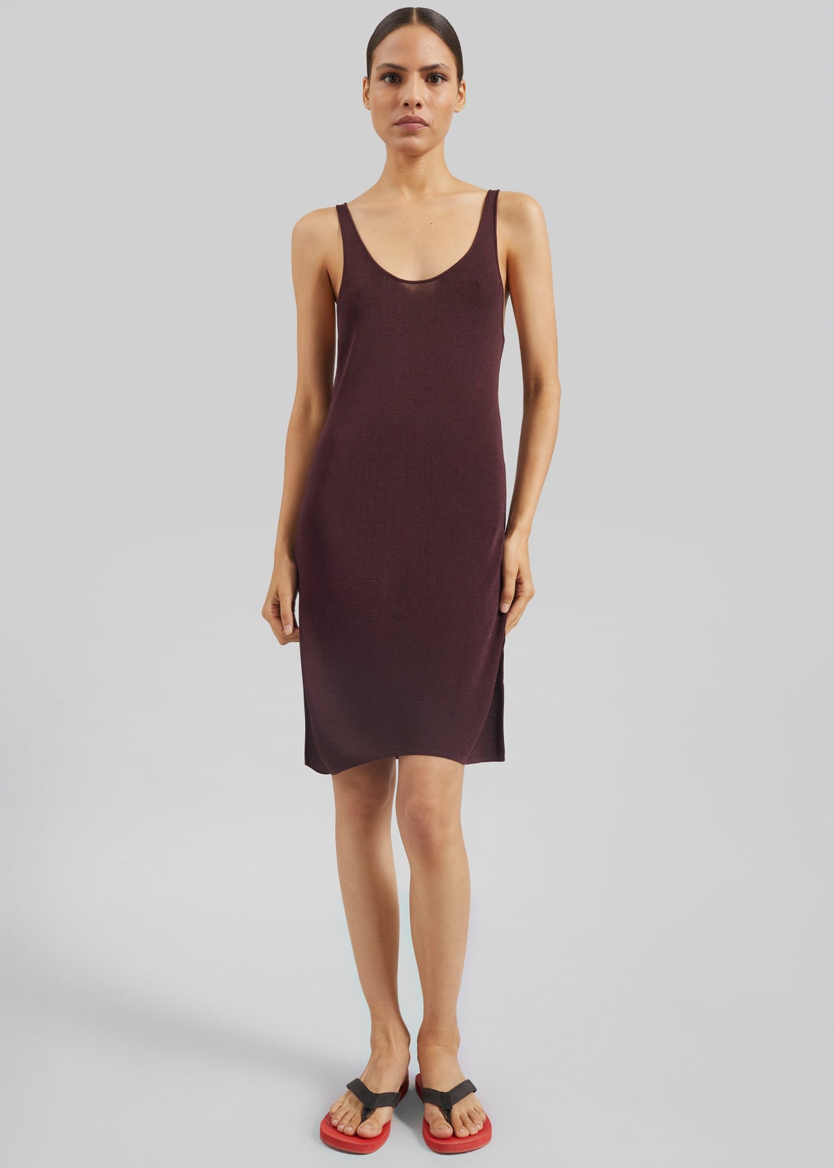 Miami Knit Mini Dress - Burgundy - 3