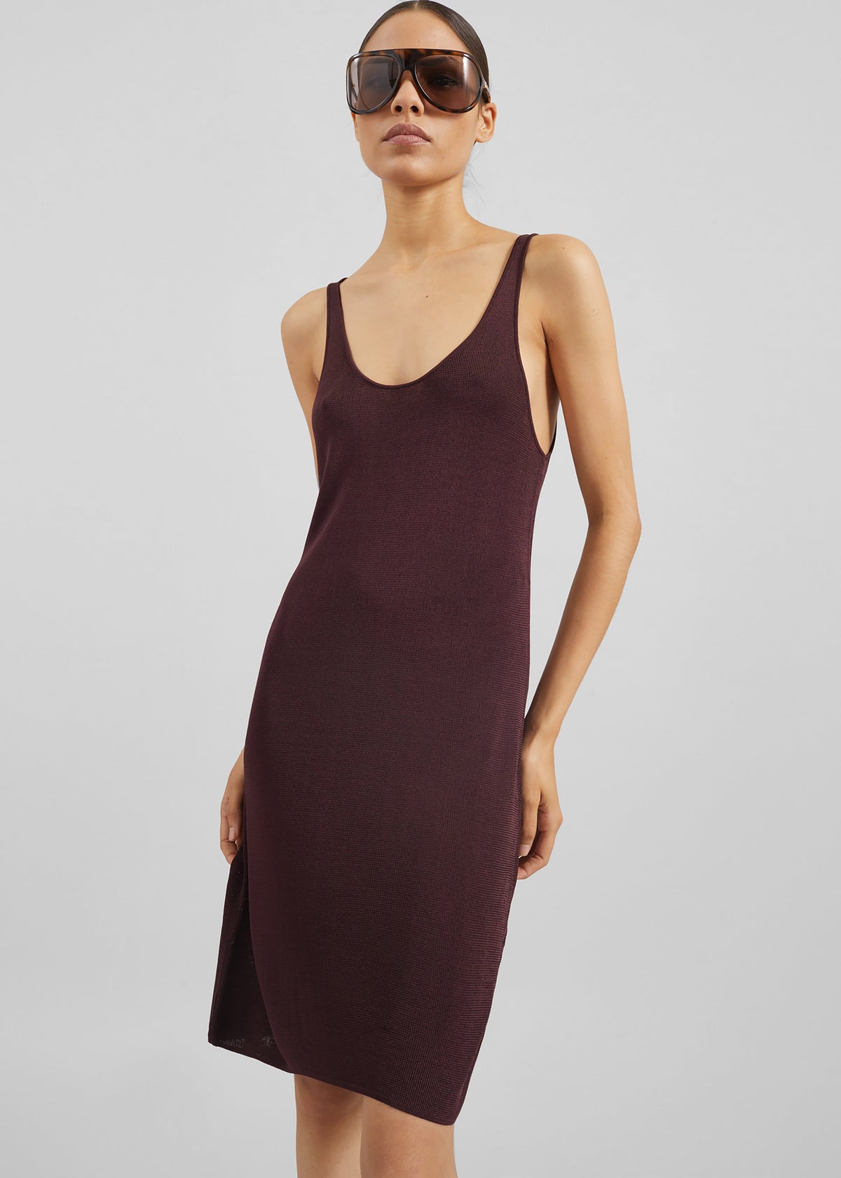 Miami Knit Mini Dress - Burgundy - 1