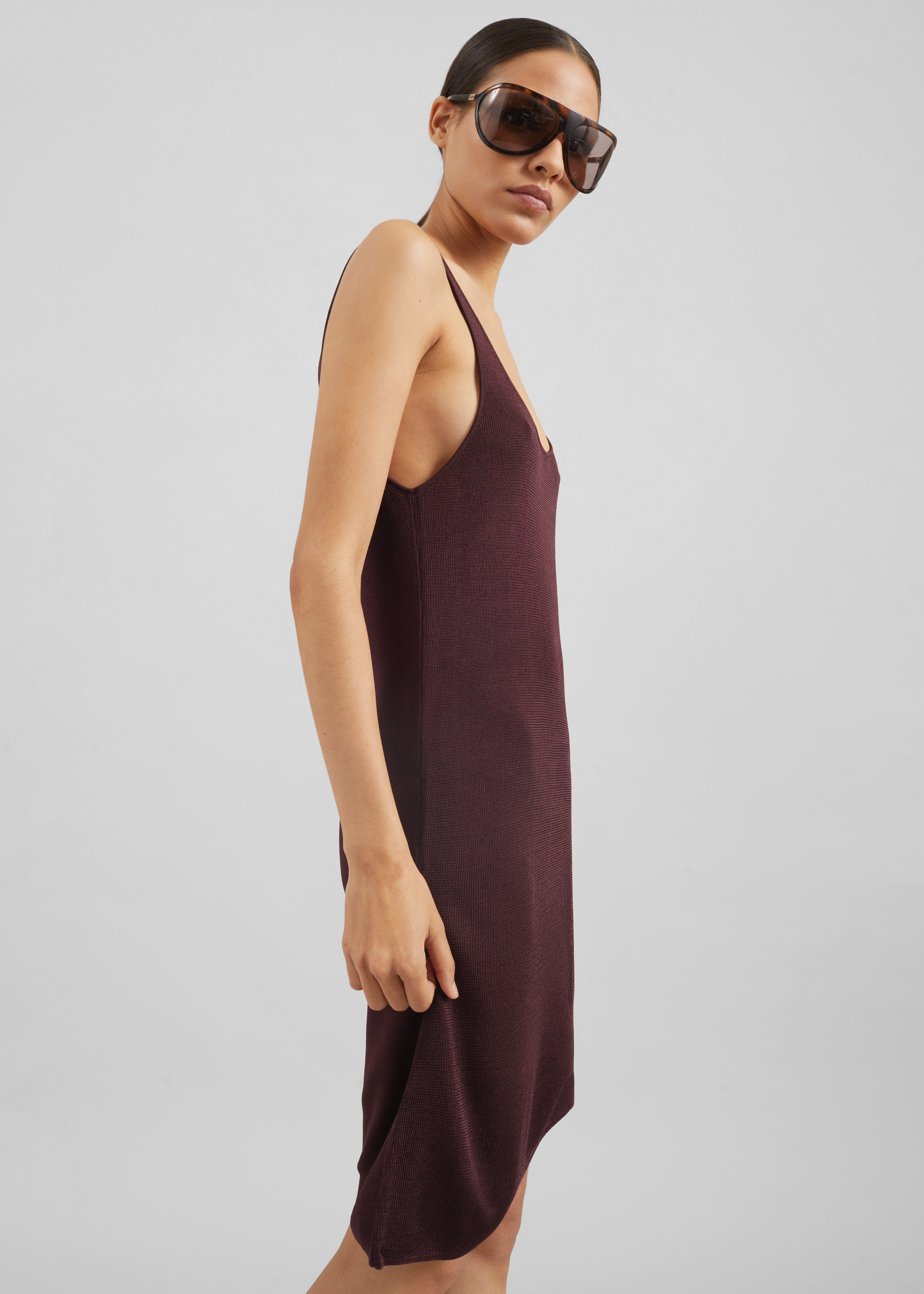 Miami Knit Mini Dress - Burgundy - 3