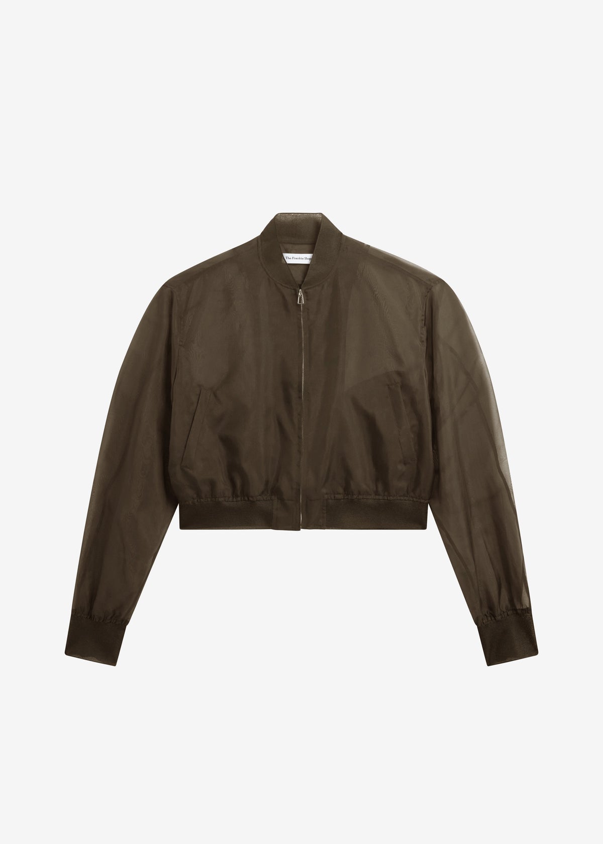 Micky Cropped Sheer Bomber - Brown - 11