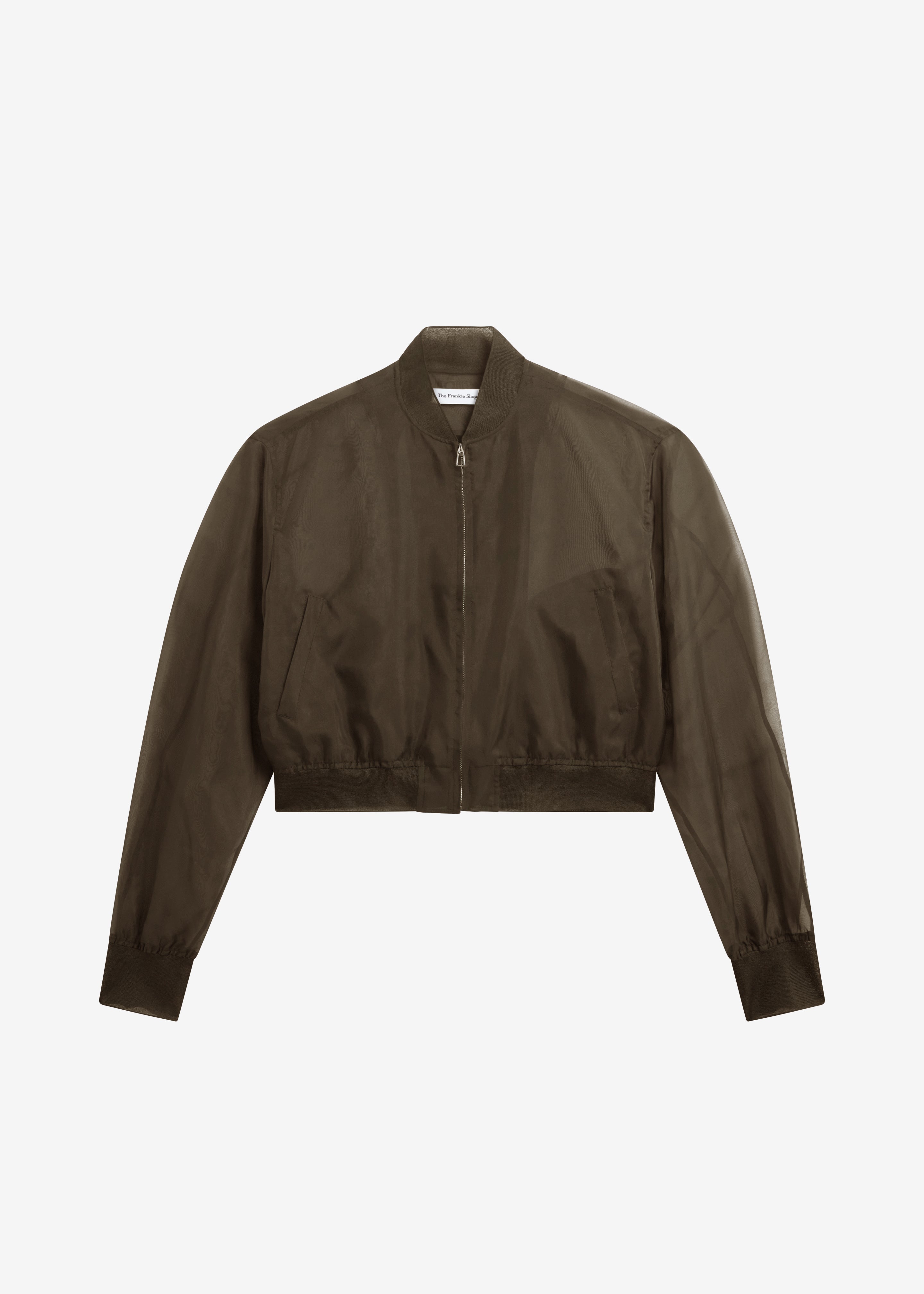 Micky Cropped Sheer Bomber - Brown - 11