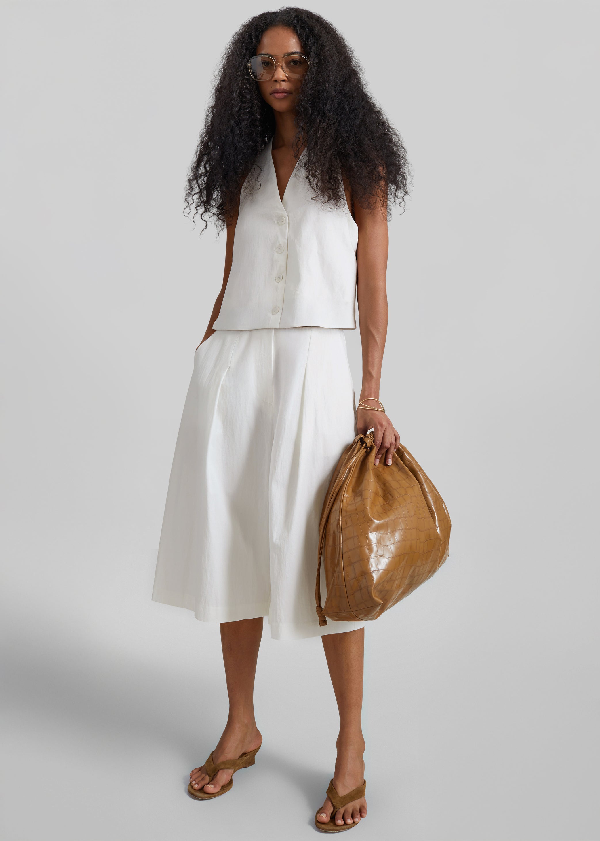 Shop the look image for Miglia Linen Trapeze Vest - Ivory