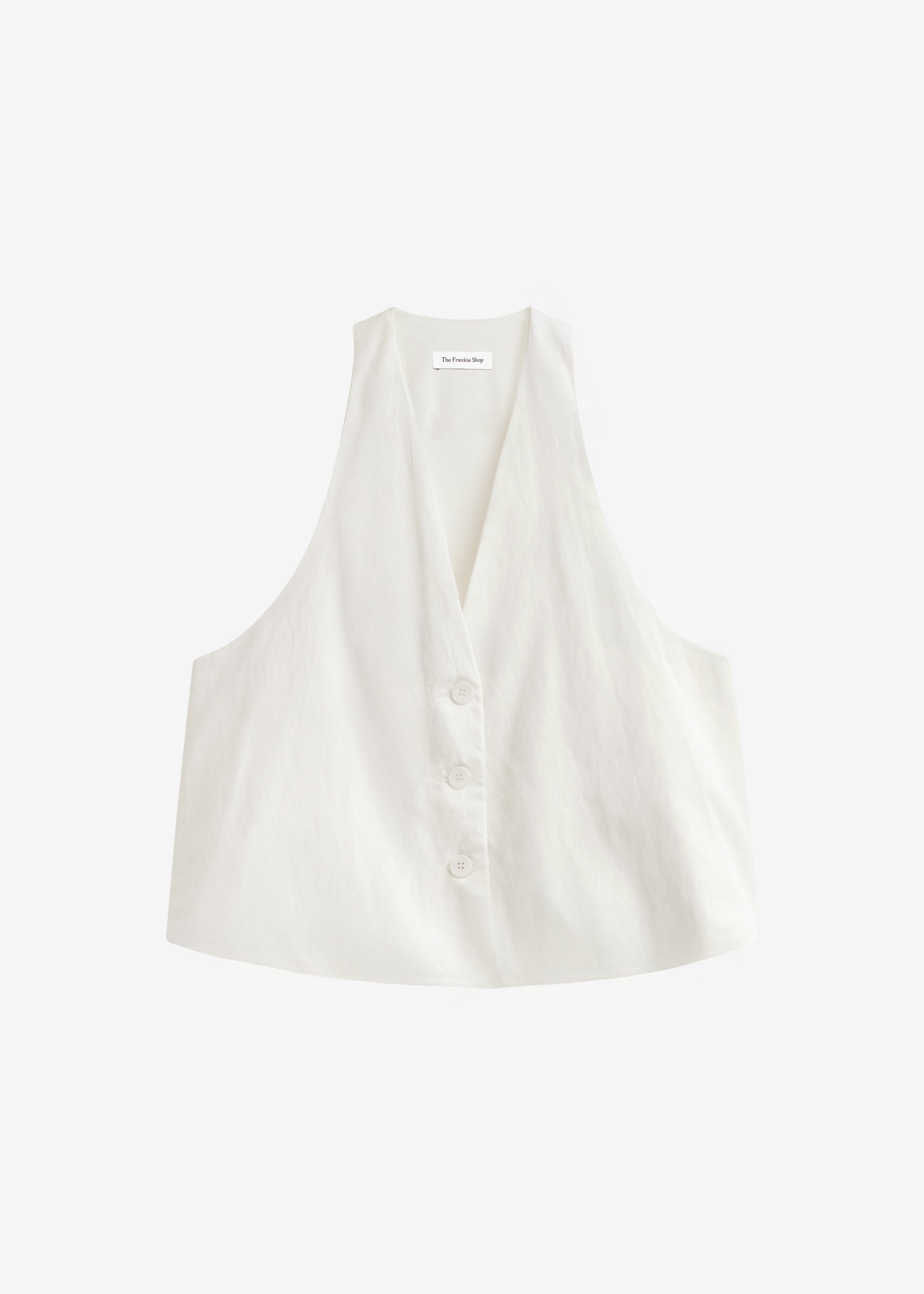 Miglia Linen Trapeze Vest - Ivory - 8