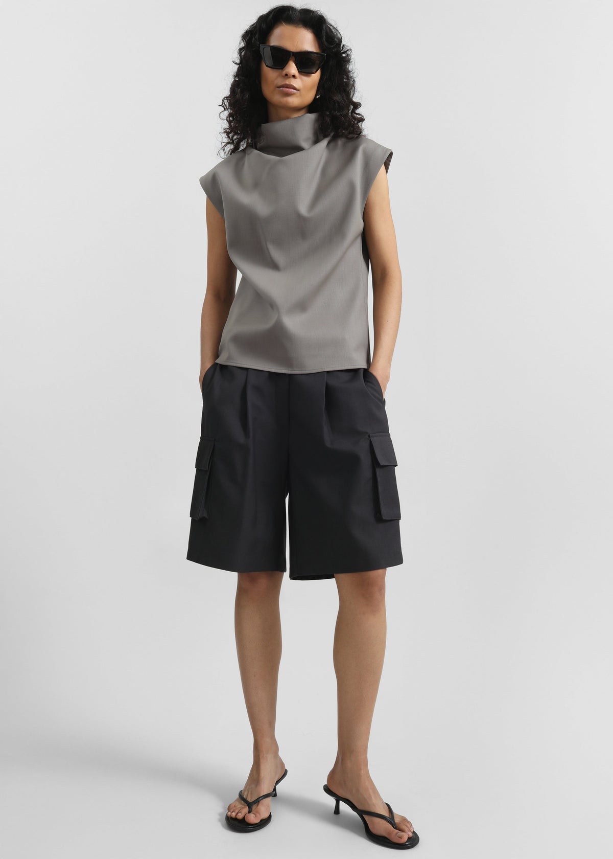 Mijas Mock Neck Top - Grey - 4