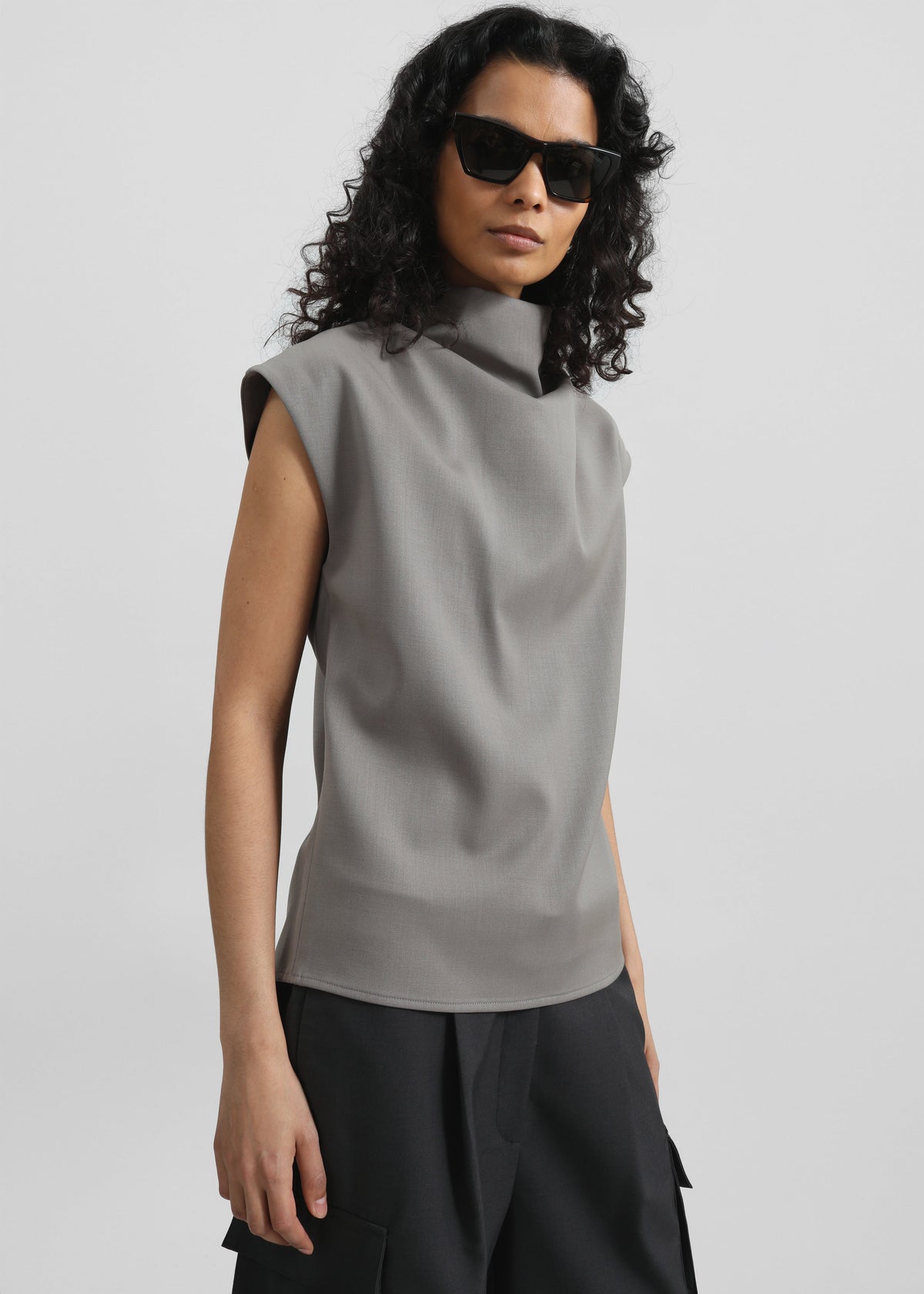 Mijas Mock Neck Top - Grey - 5