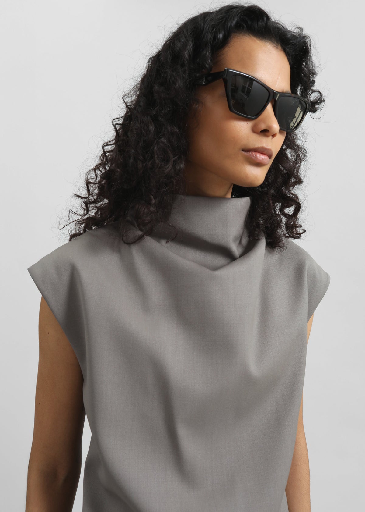 Mijas Mock Neck Top - Grey - 1