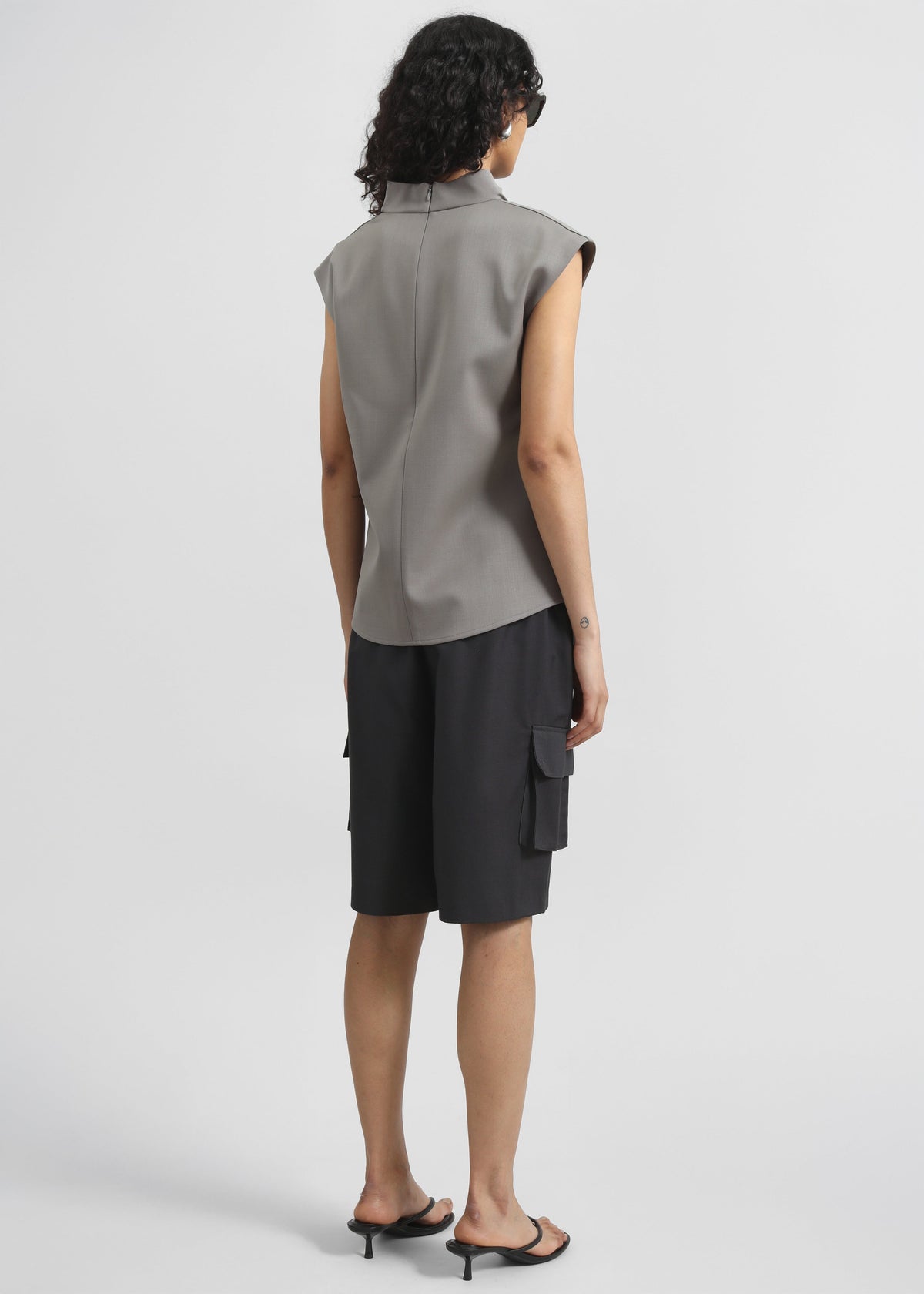 Mijas Mock Neck Top - Grey - 6