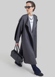 Mila Collarless Trench Coat - Charcoal