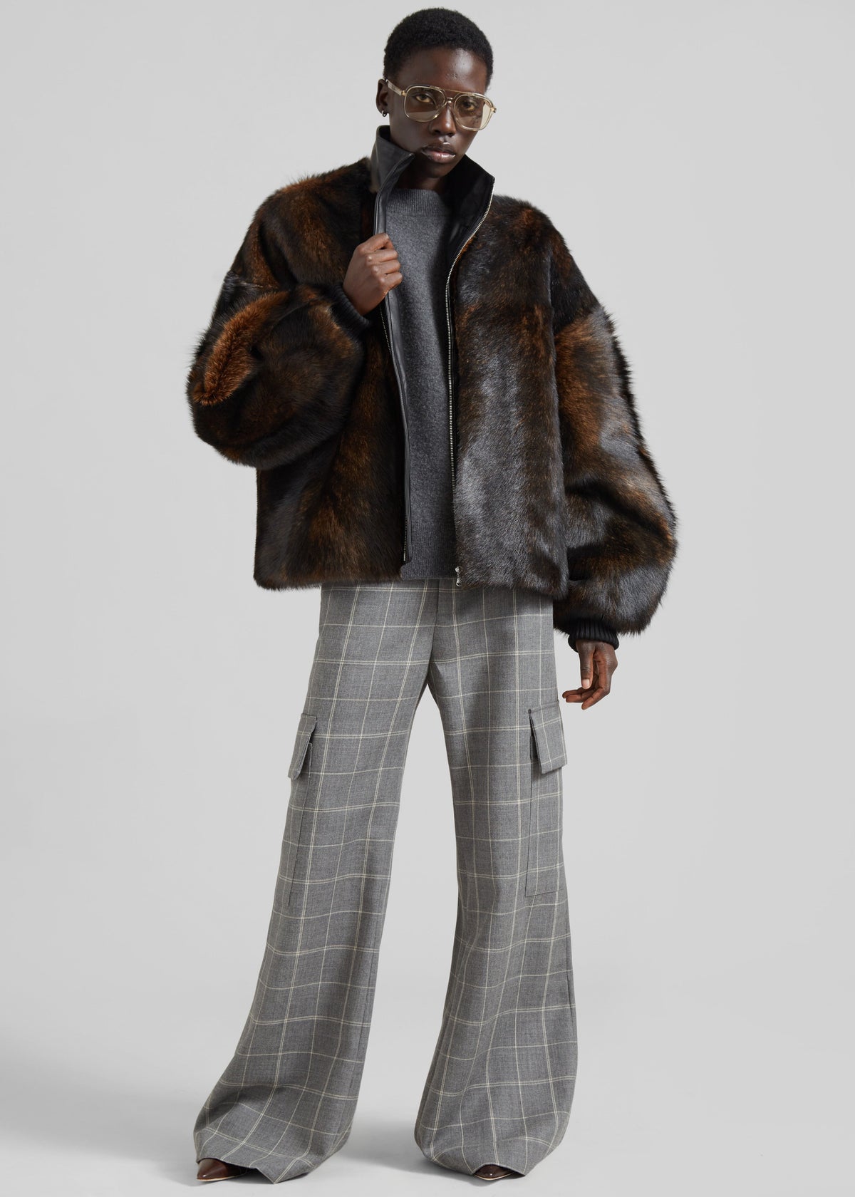 Milano Fur Bomber Jacket - Dark Brown - 5