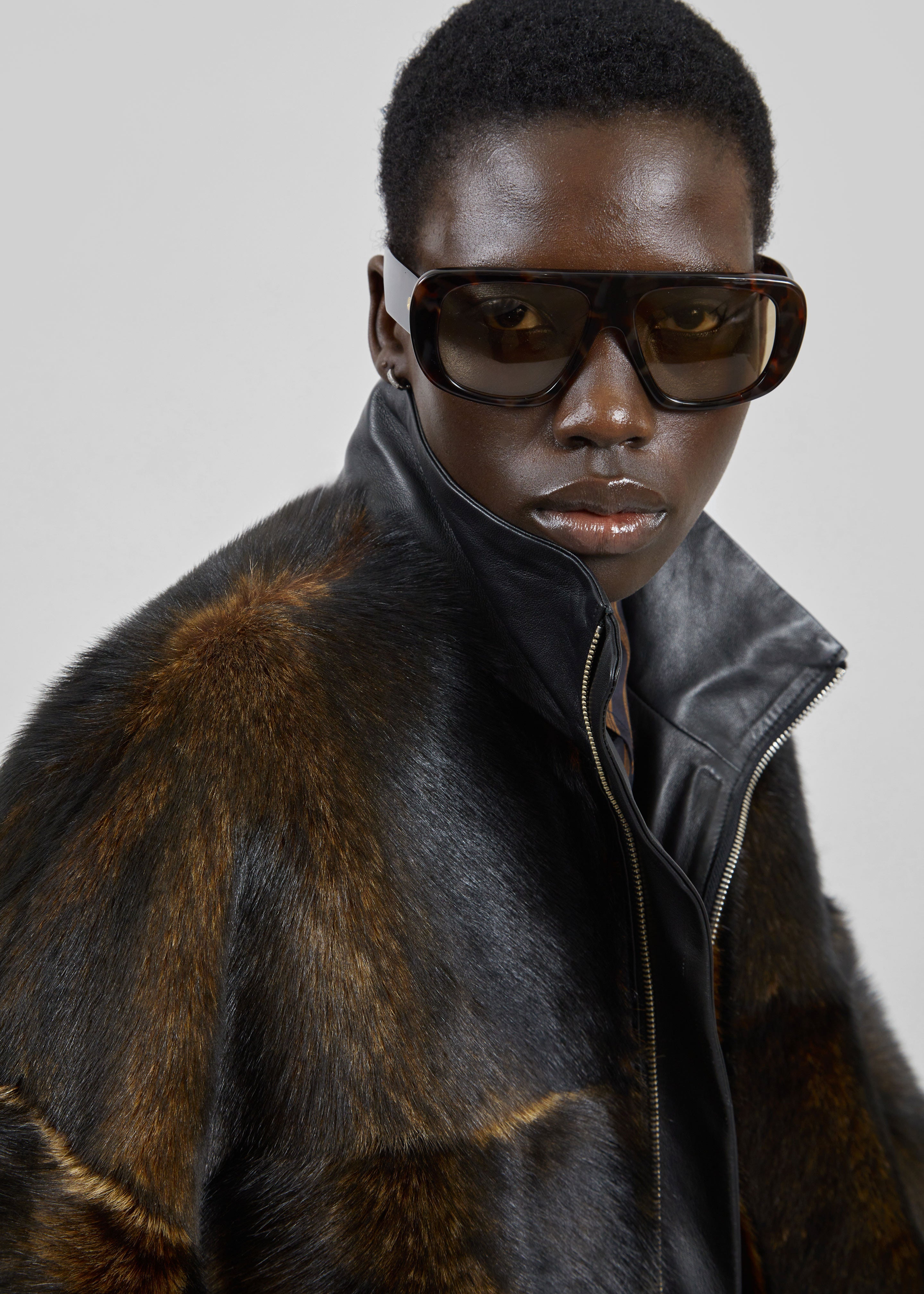 Milano Fur Bomber Jacket - Dark Brown - 4