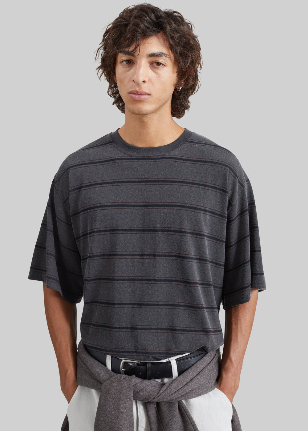 Milau Oversized T-Shirt - Charcoal Multi Stripe - 1