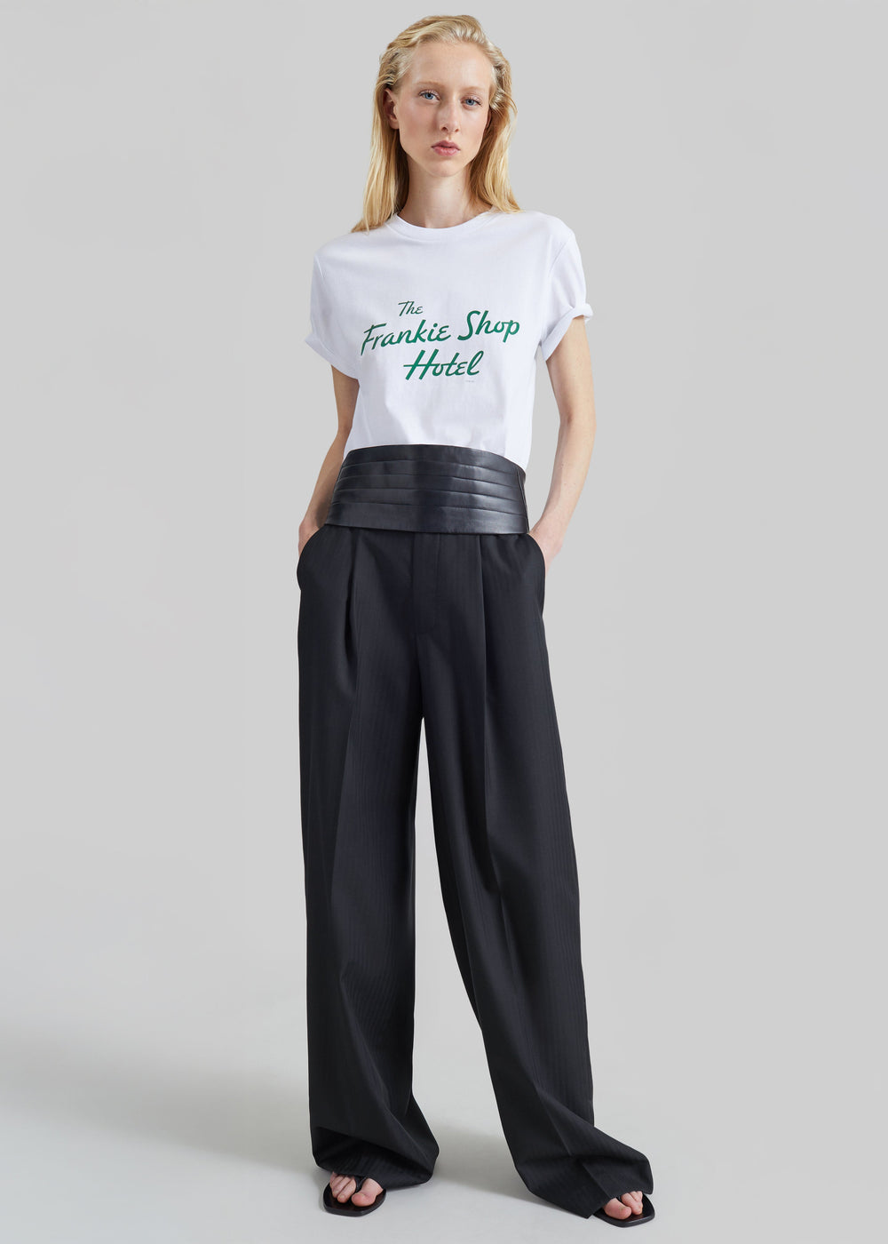 Milena Chevron Tailored Trousers - Black