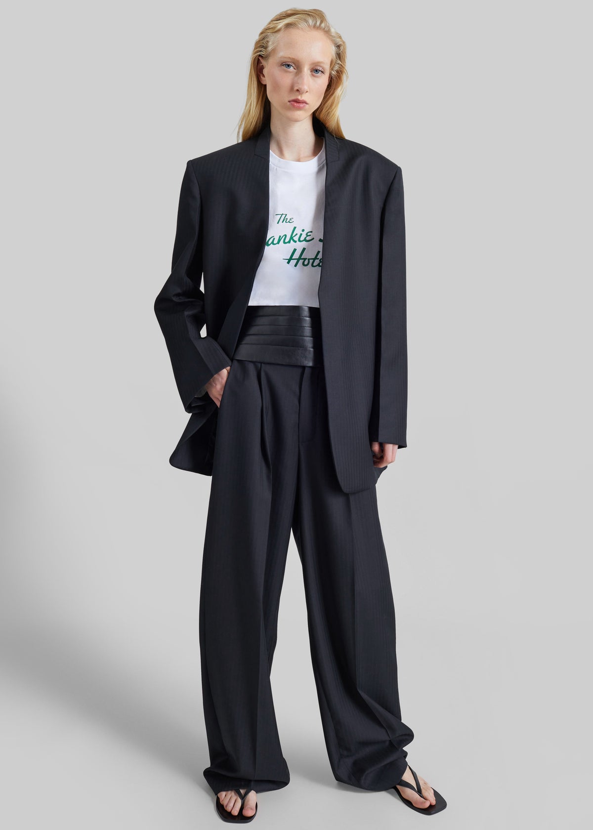 Pantaloni sartoriali Milena a motivo chevron - Nero