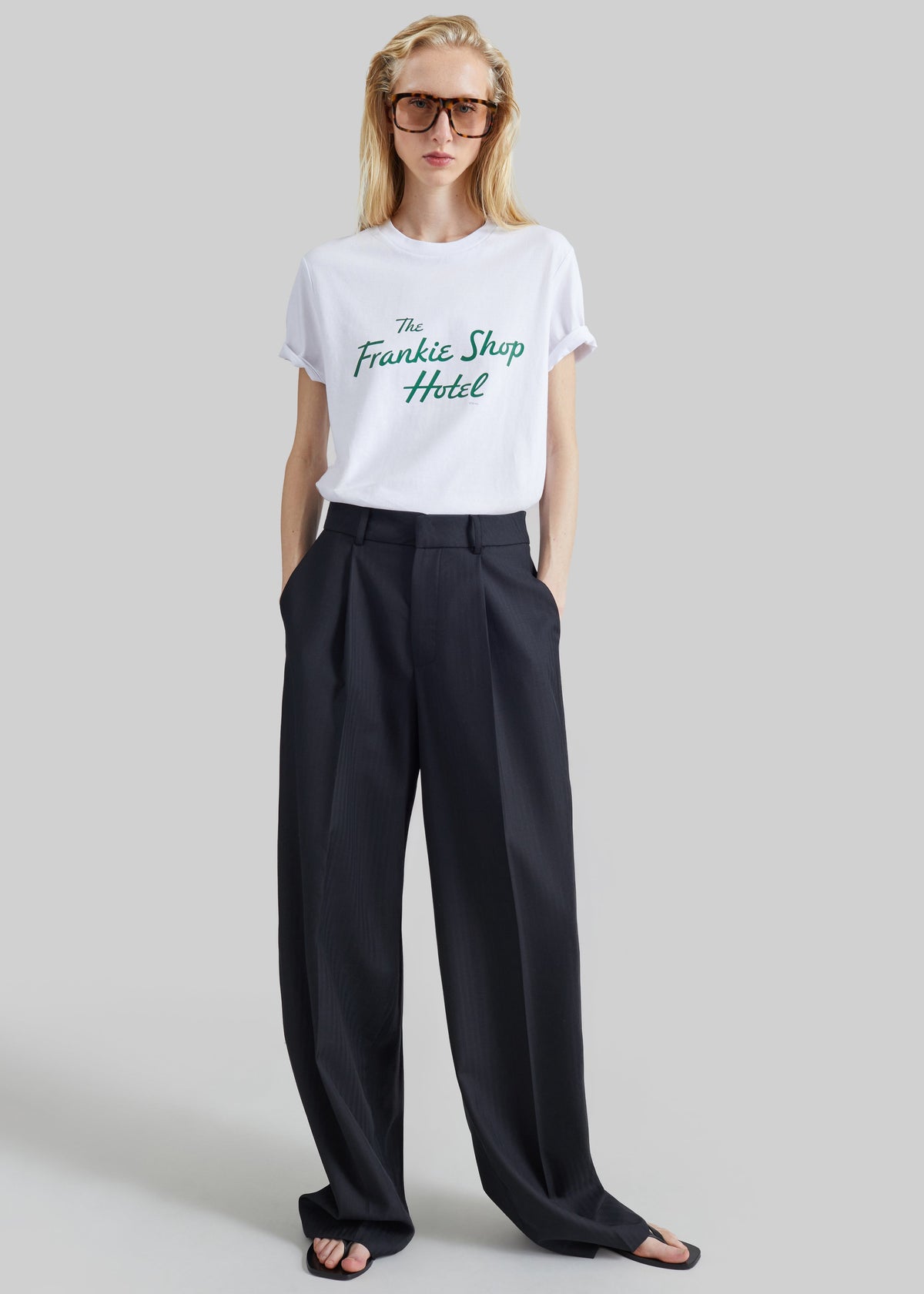 Pantaloni sartoriali Milena a motivo chevron - Nero