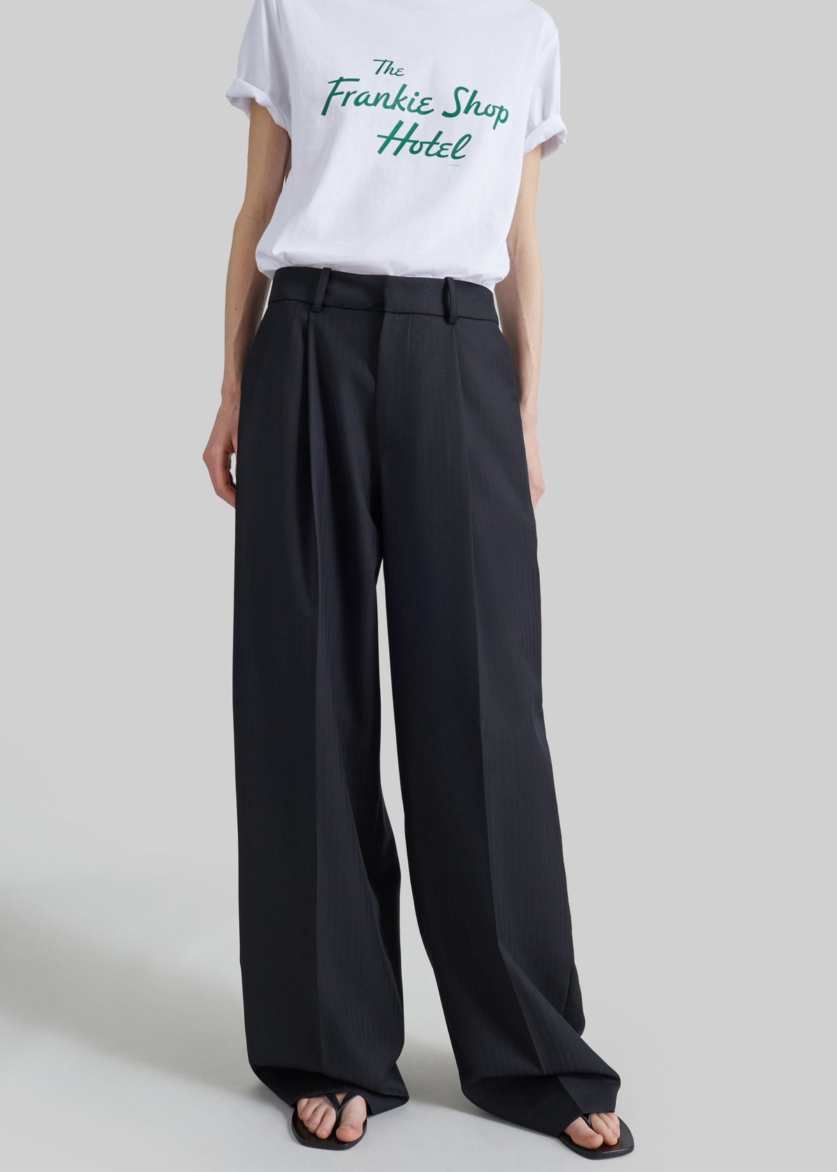 Pantaloni sartoriali Milena a motivo chevron - Nero