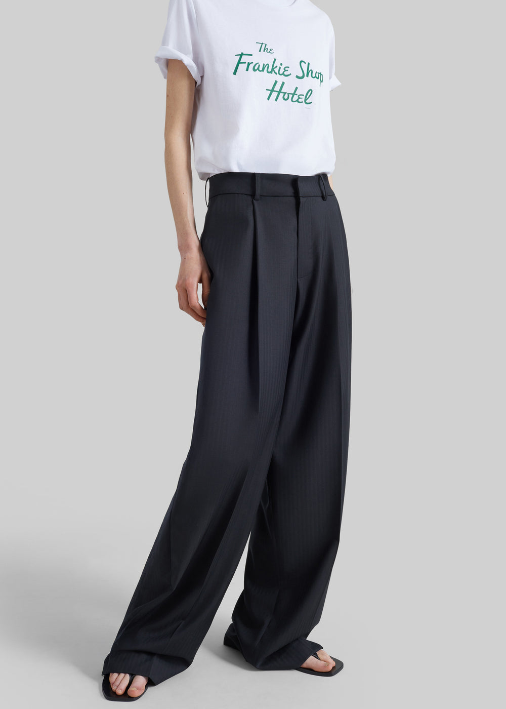 Milena Chevron Tailored Trousers - Black - 1