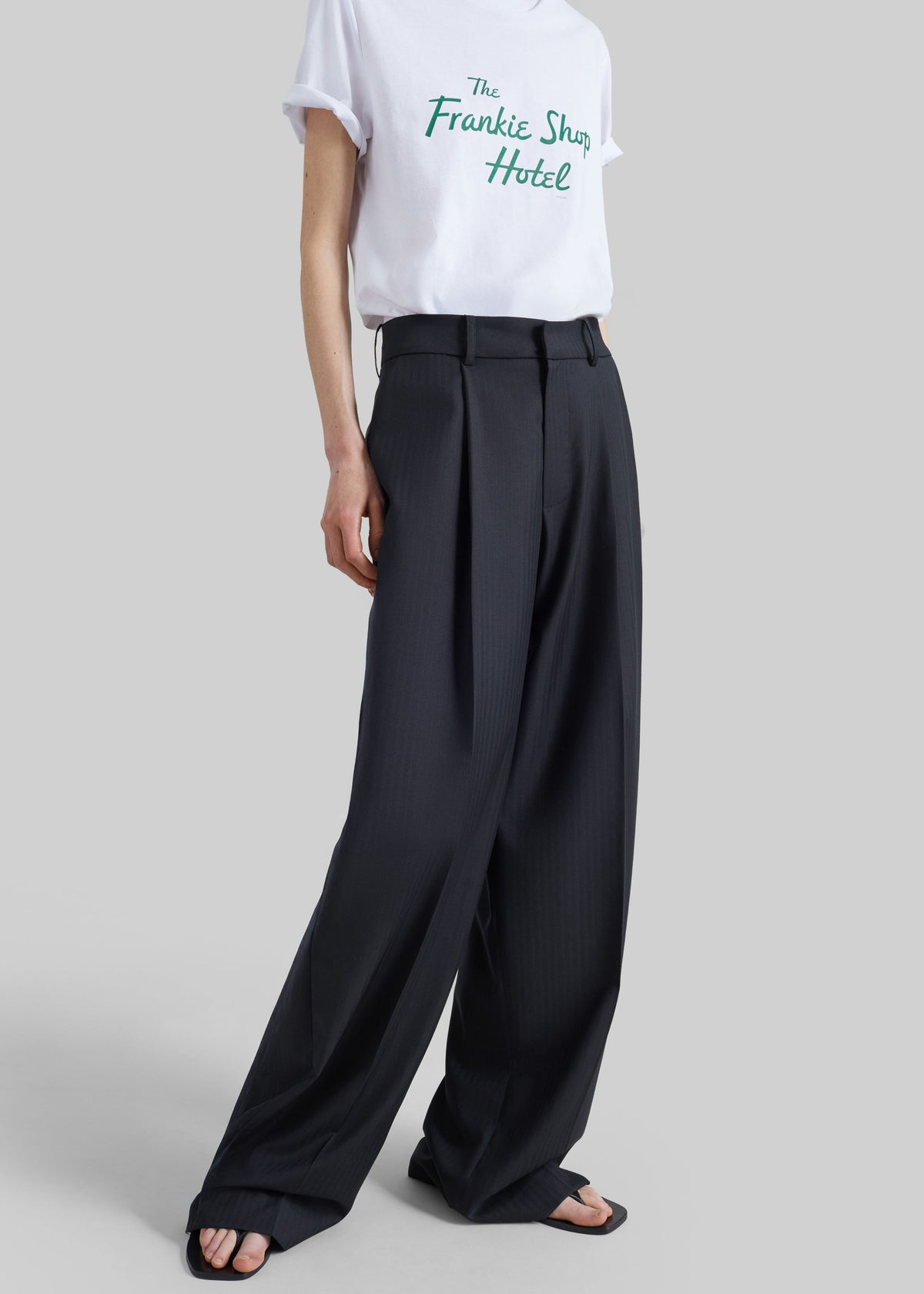 Pantaloni sartoriali Milena a motivo chevron - Nero