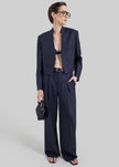 Pantaloni sartoriali Milena a motivo chevron - Blu navy scuro