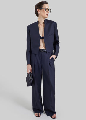 Pantaloni sartoriali Milena a motivo chevron - Blu navy scuro