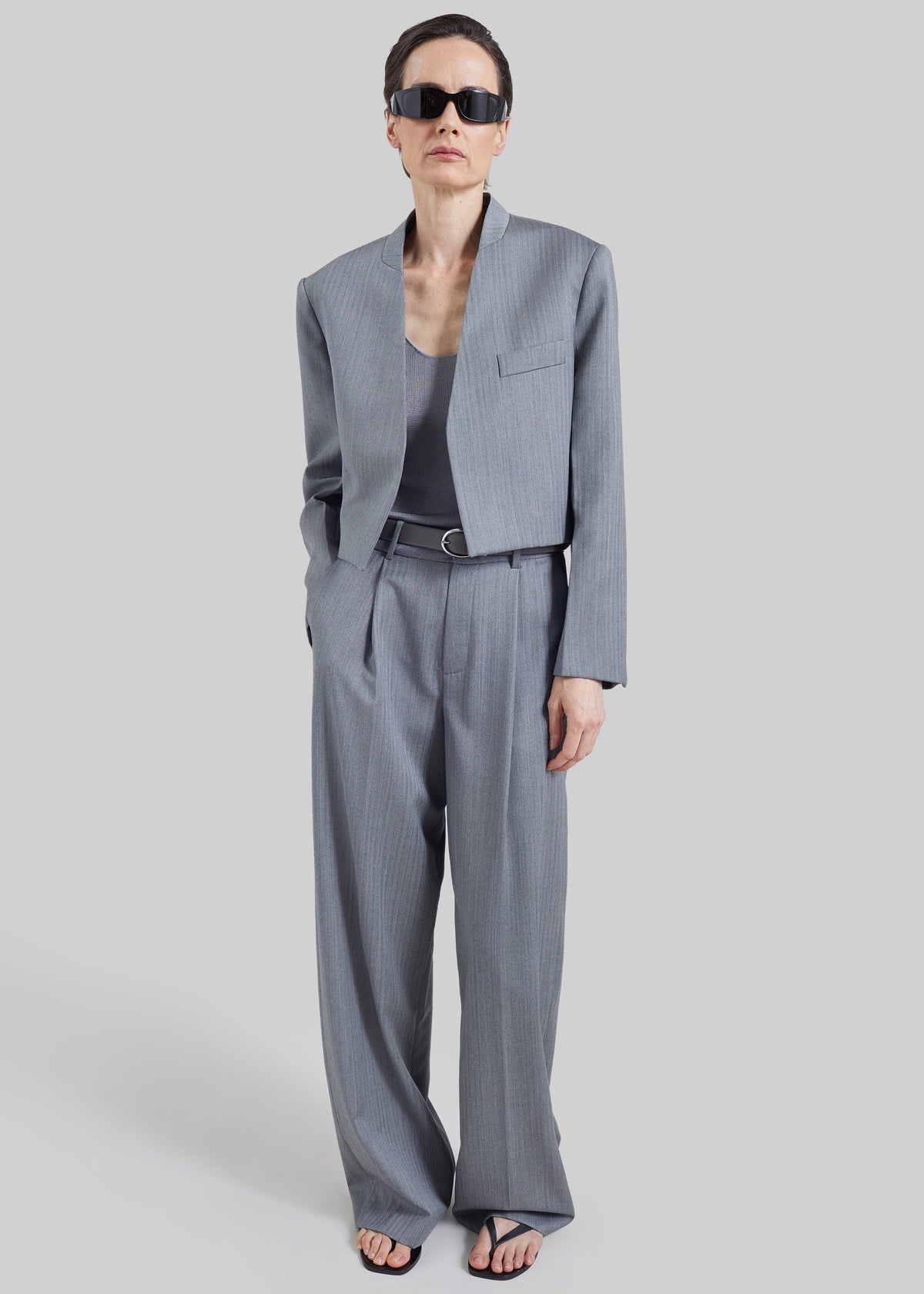 Pantaloni sartoriali Milena a motivo chevron - Grigio