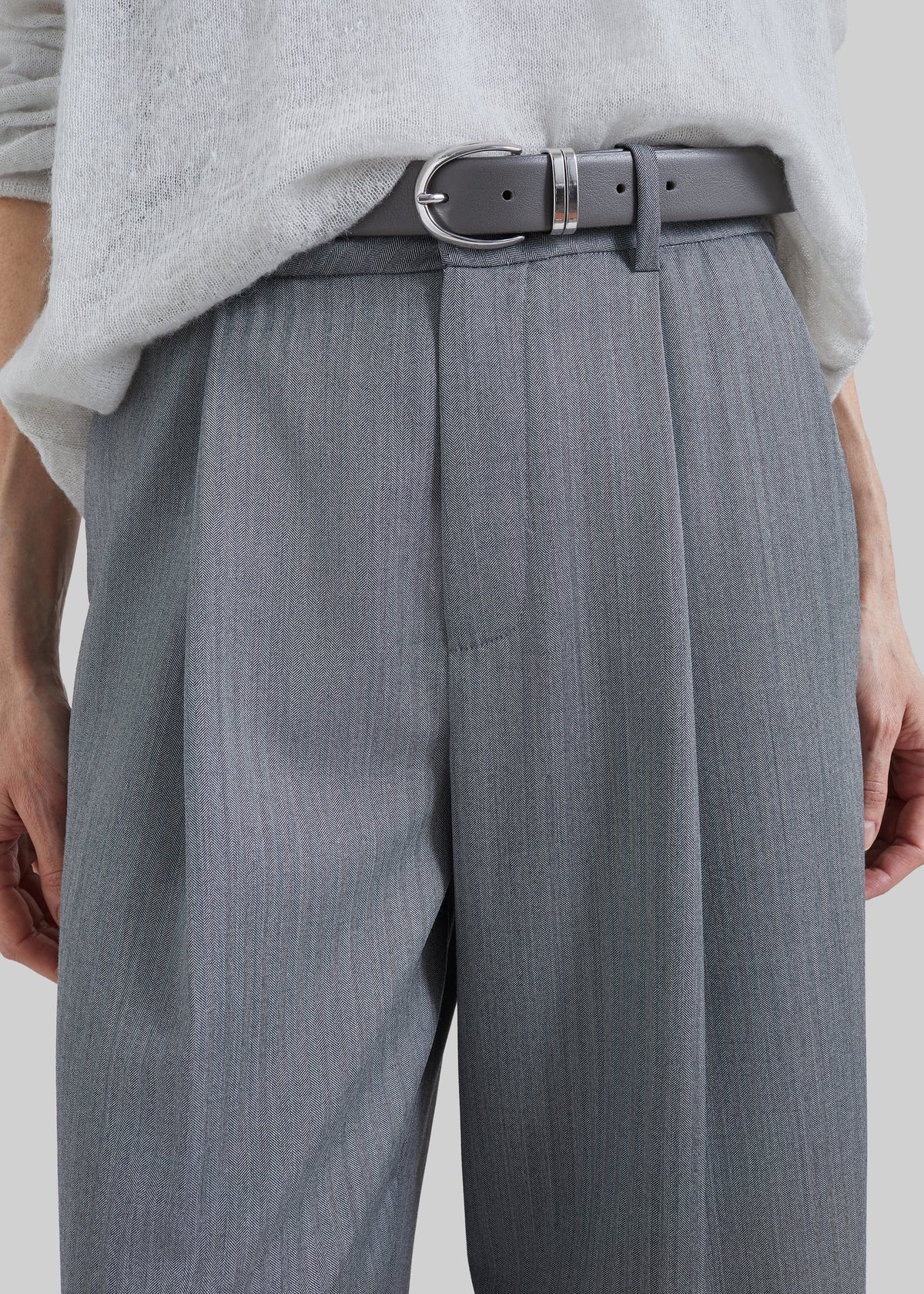 Pantaloni sartoriali Milena a motivo chevron - Grigio