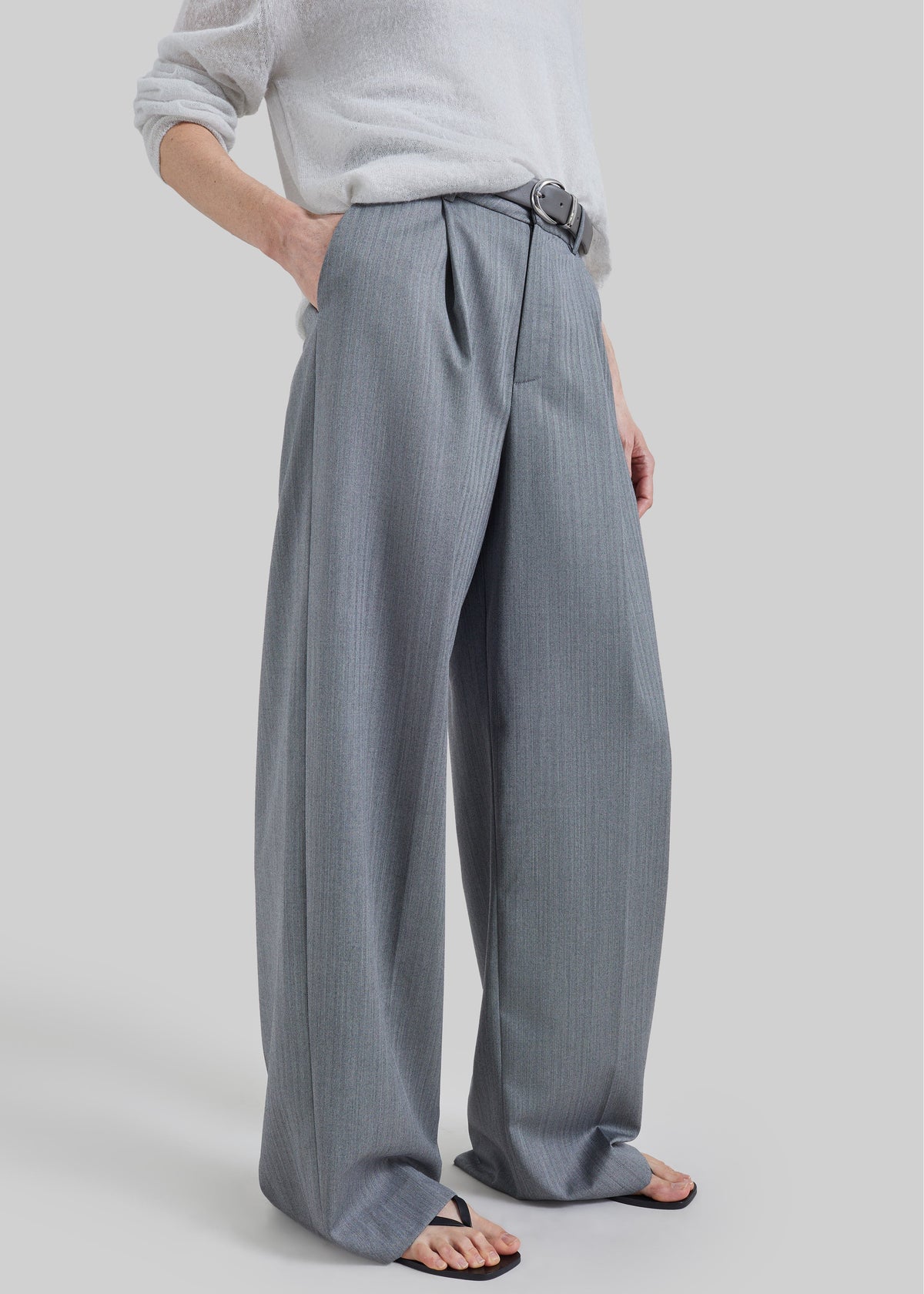 Pantaloni sartoriali Milena a motivo chevron - Grigio