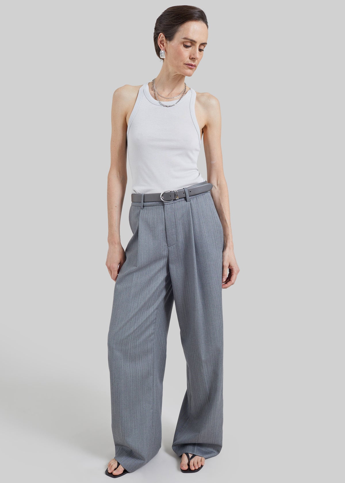 Pantaloni sartoriali Milena a motivo chevron - Grigio