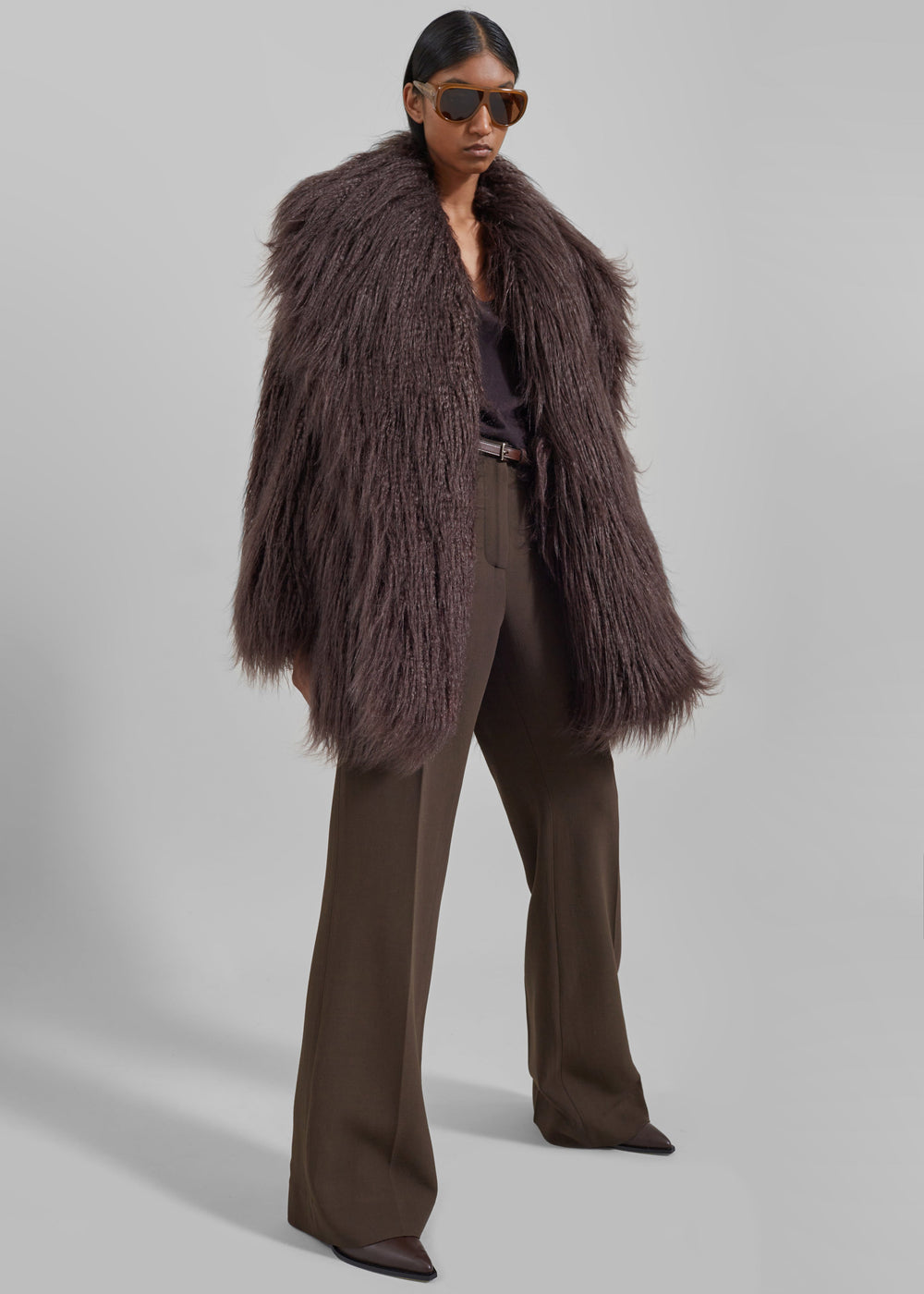 Miley Faux Fur Jacket - Brown - 1