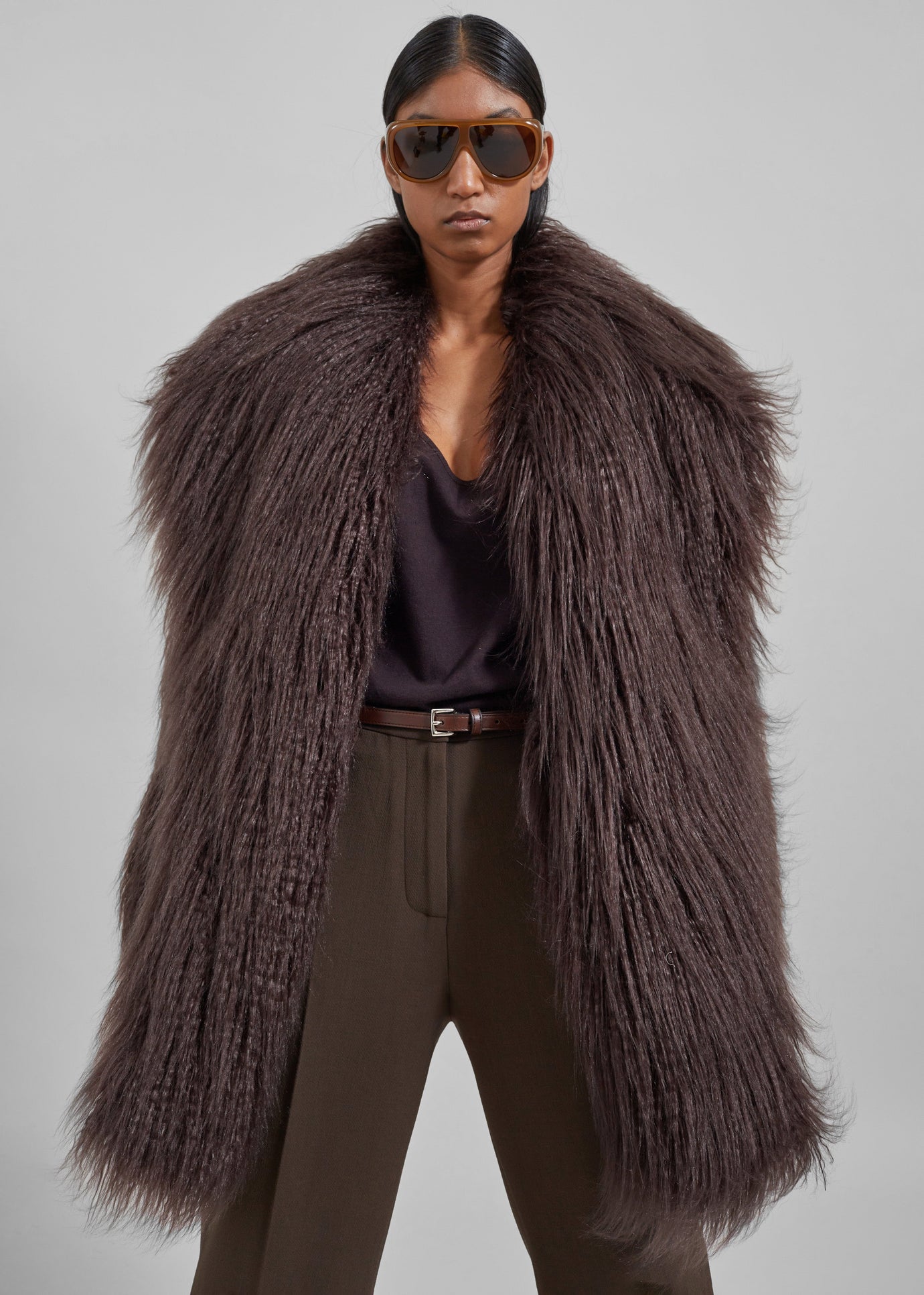 Miley Faux Fur Jacket - Brown