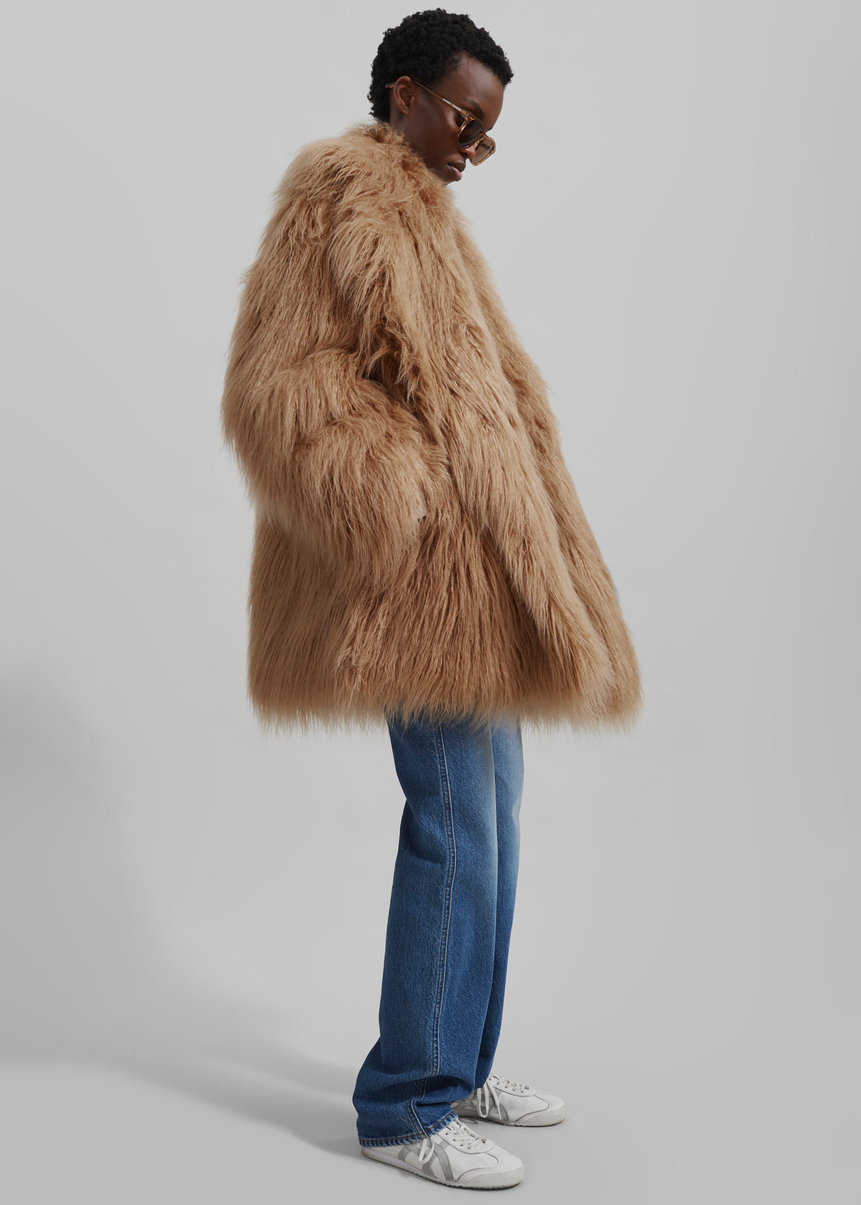 Miley Faux Fur Jacket - Camel - 7