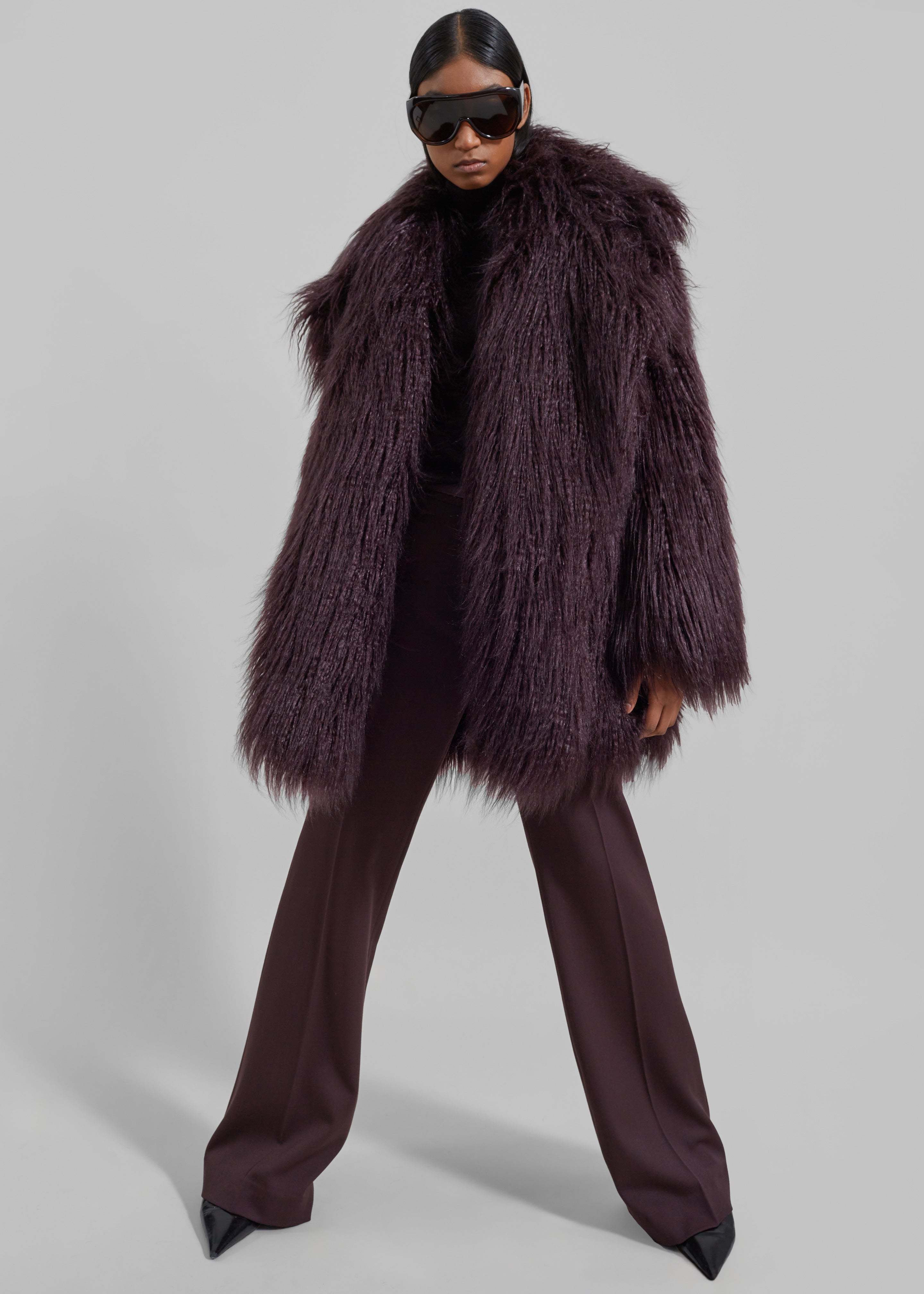 Miley Faux Fur Jacket Dark Plum