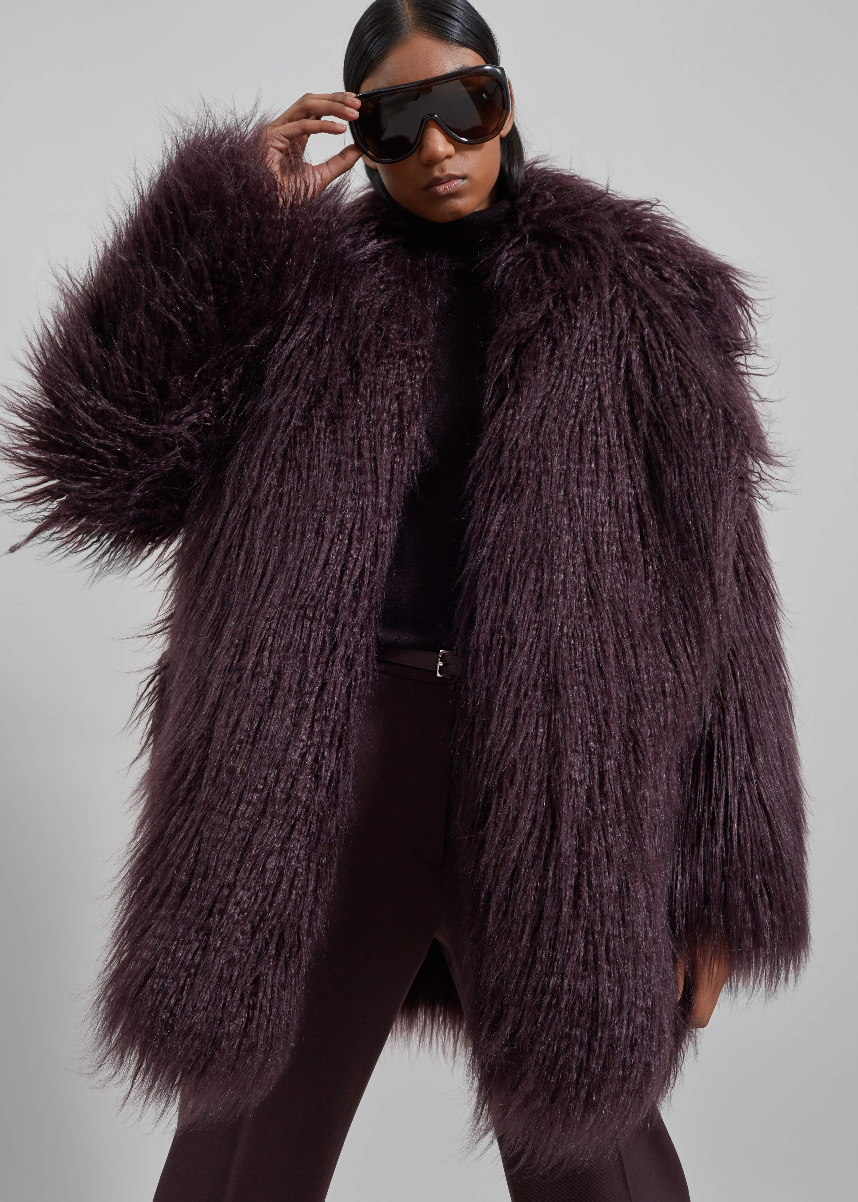 Miley Faux Fur Jacket Dark Plum