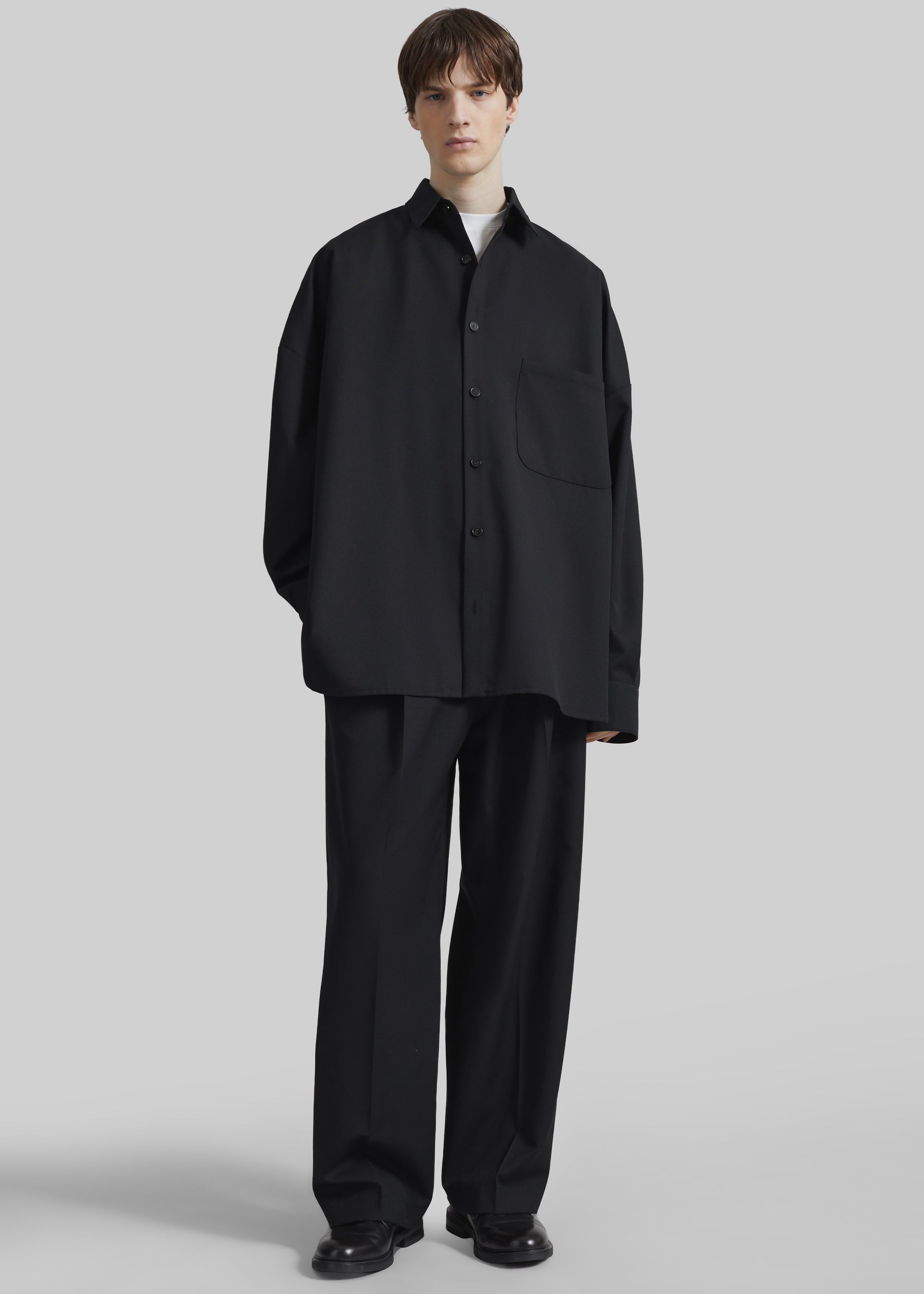 Shop the look image for Milton Wool-Blend Shirt - Black