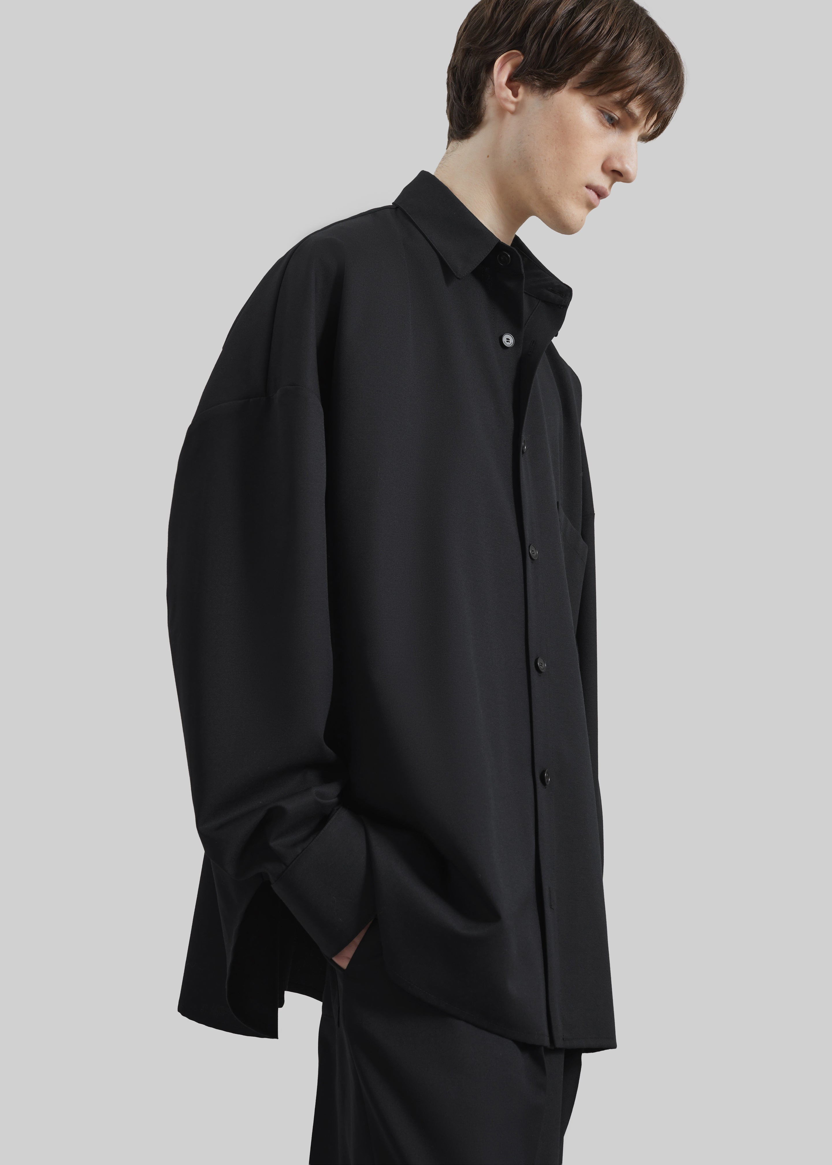 Milton Wool-Blend Shirt - Black - 3