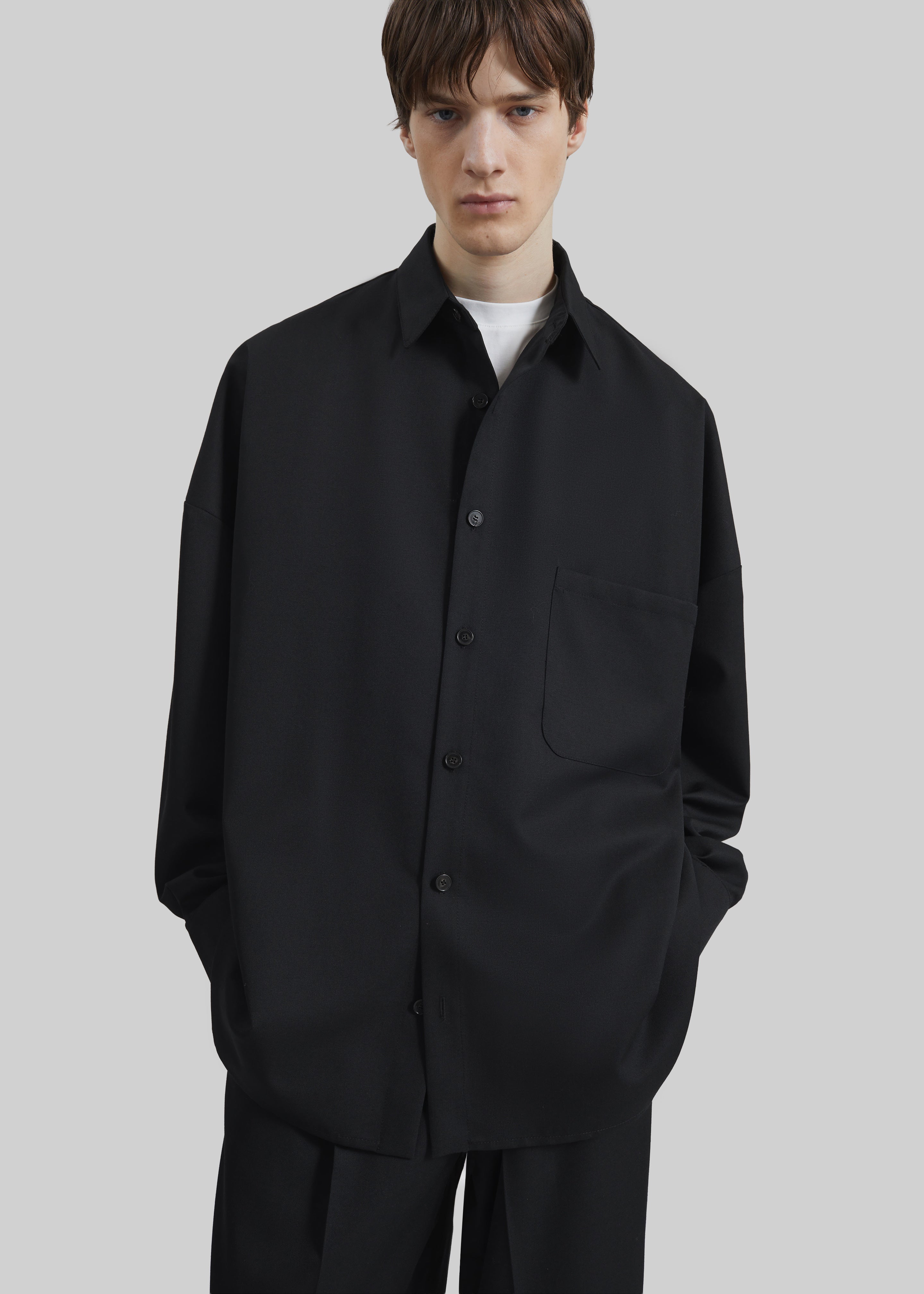 Milton Wool-Blend Shirt - Black - 2