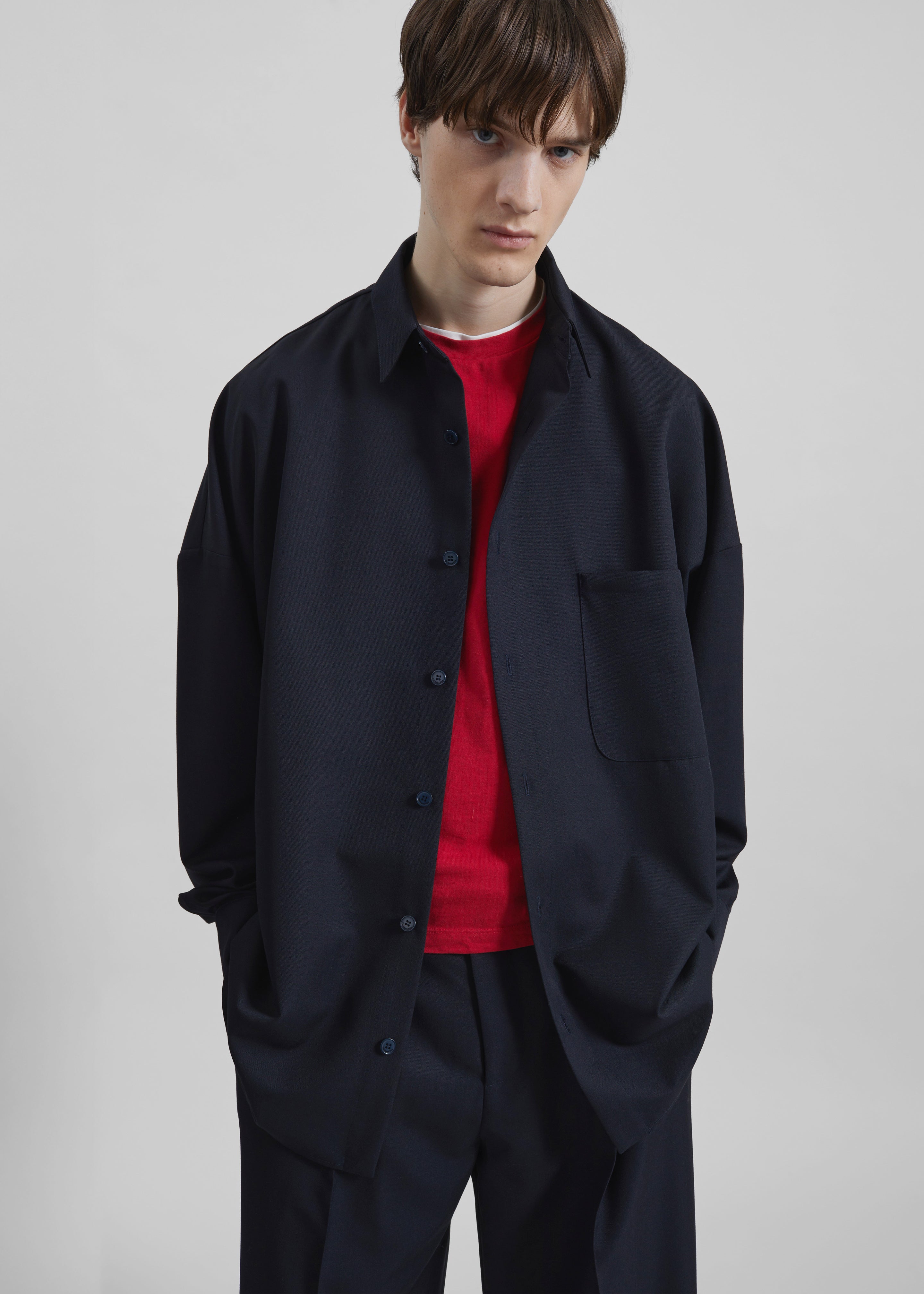 Milton Wool-Blend Shirt - Dark Navy - 1