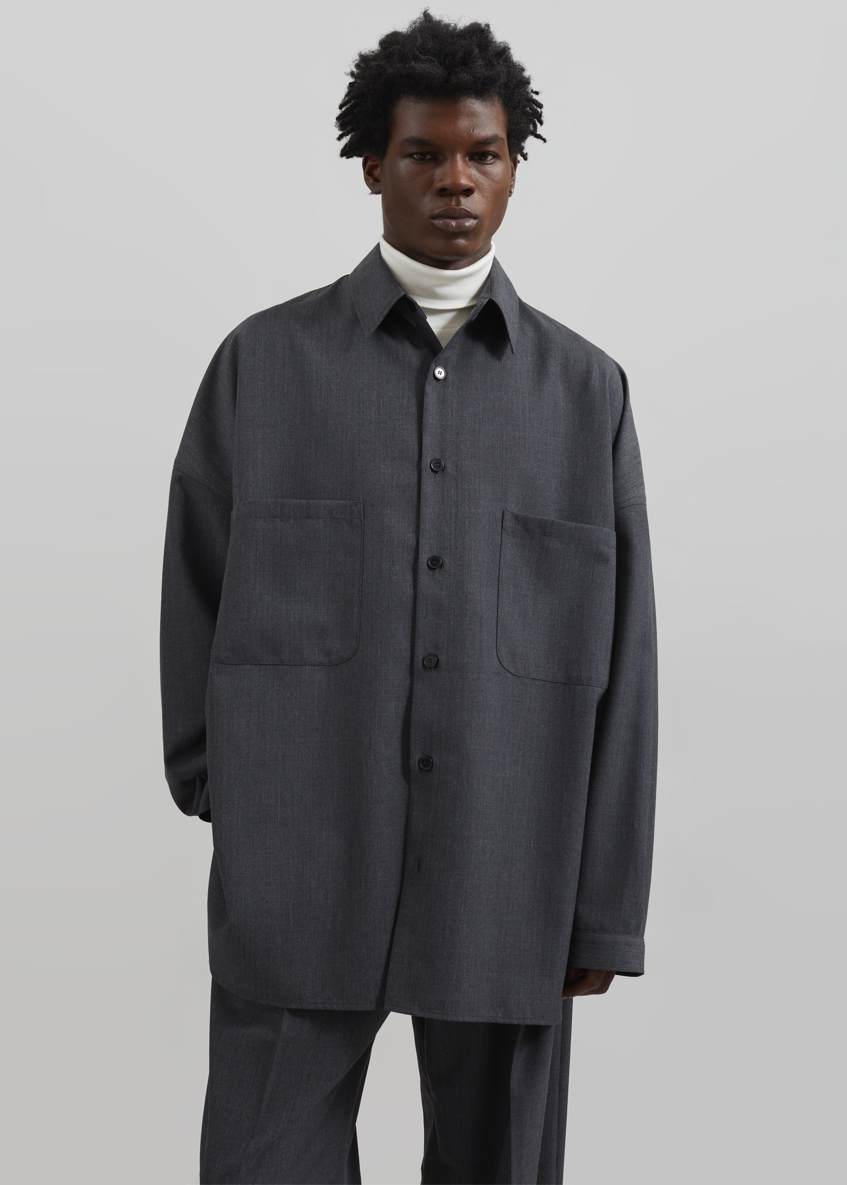 Milton Wool Blend Shirt - Dark Grey - 2